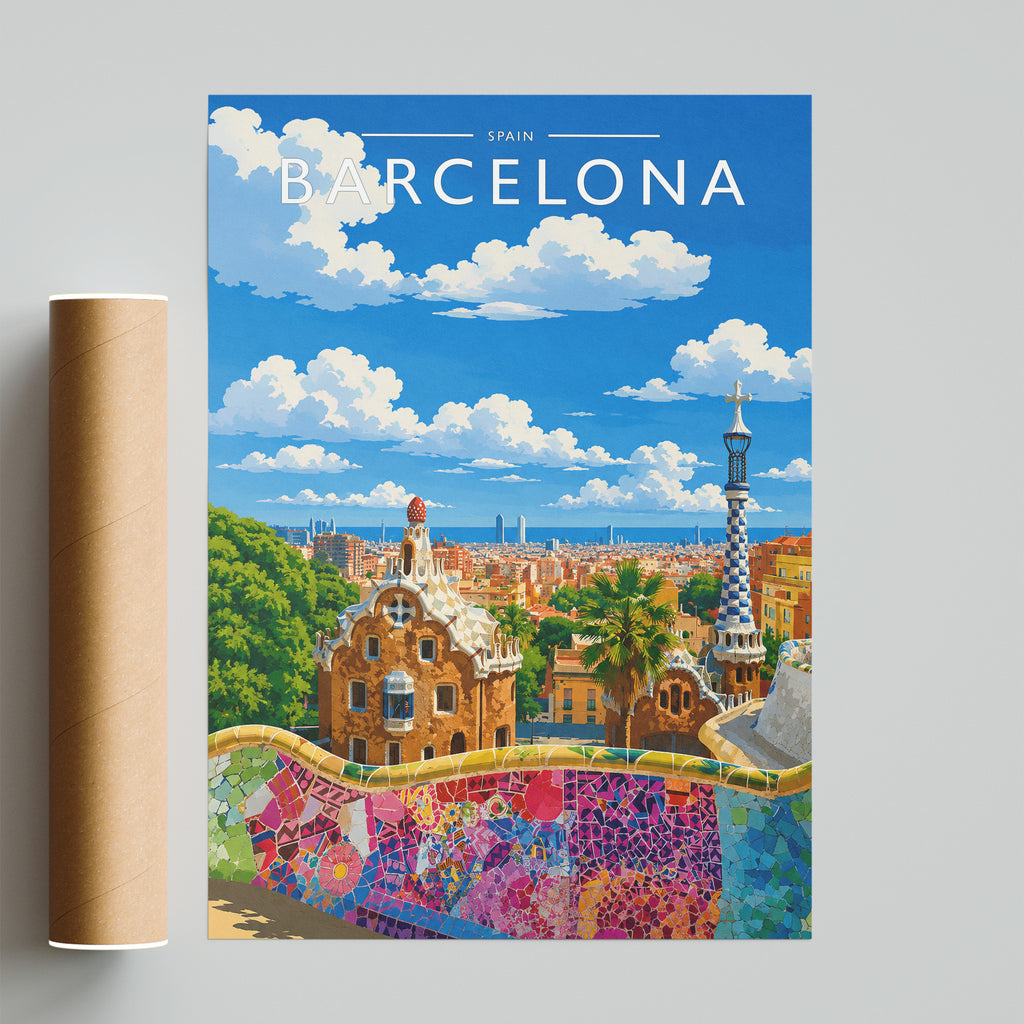 Barcelona #2 Travel Poster - fine art print with shipping tube