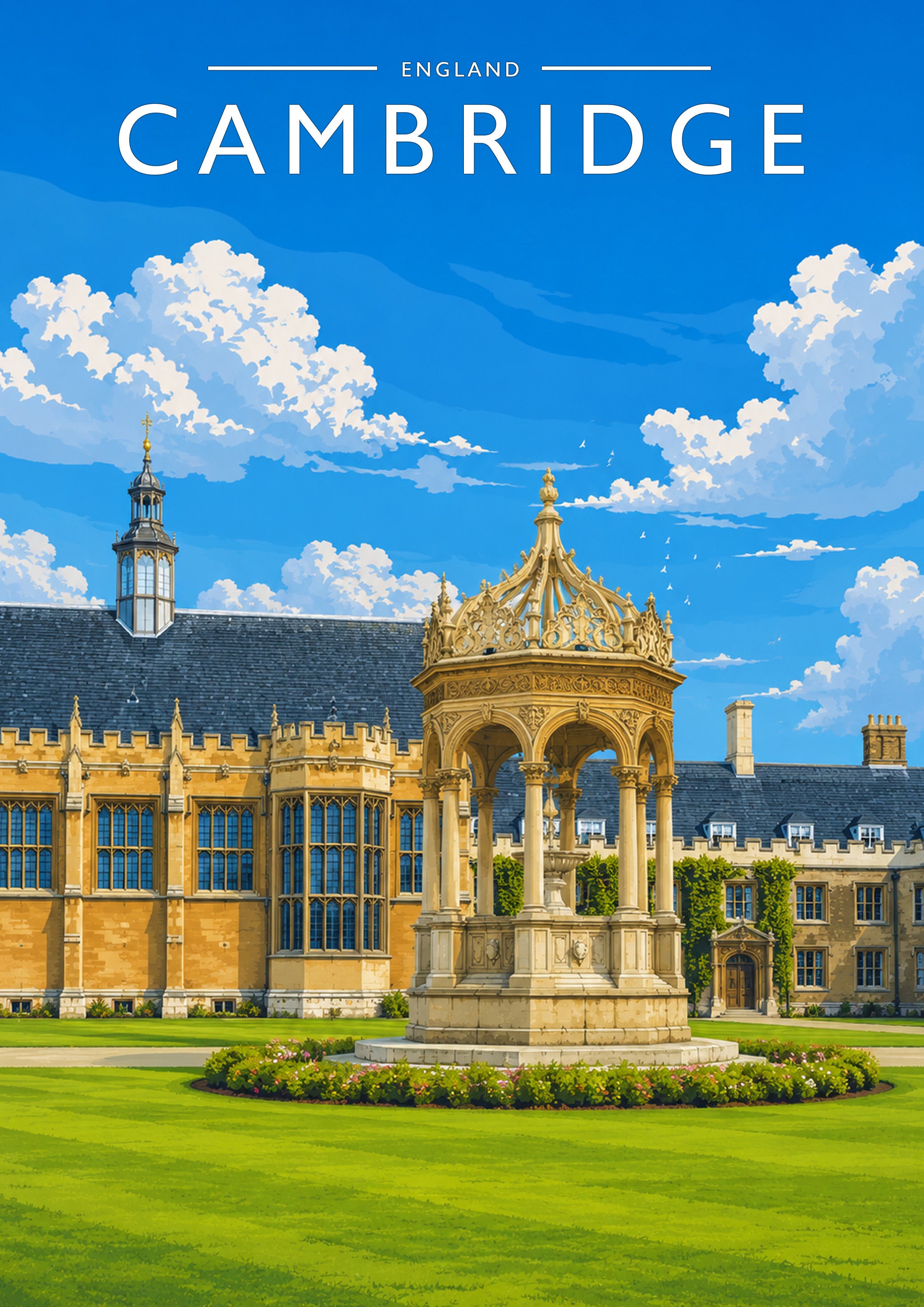 Cambridge #2 Travel Poster - A4 travel poster print