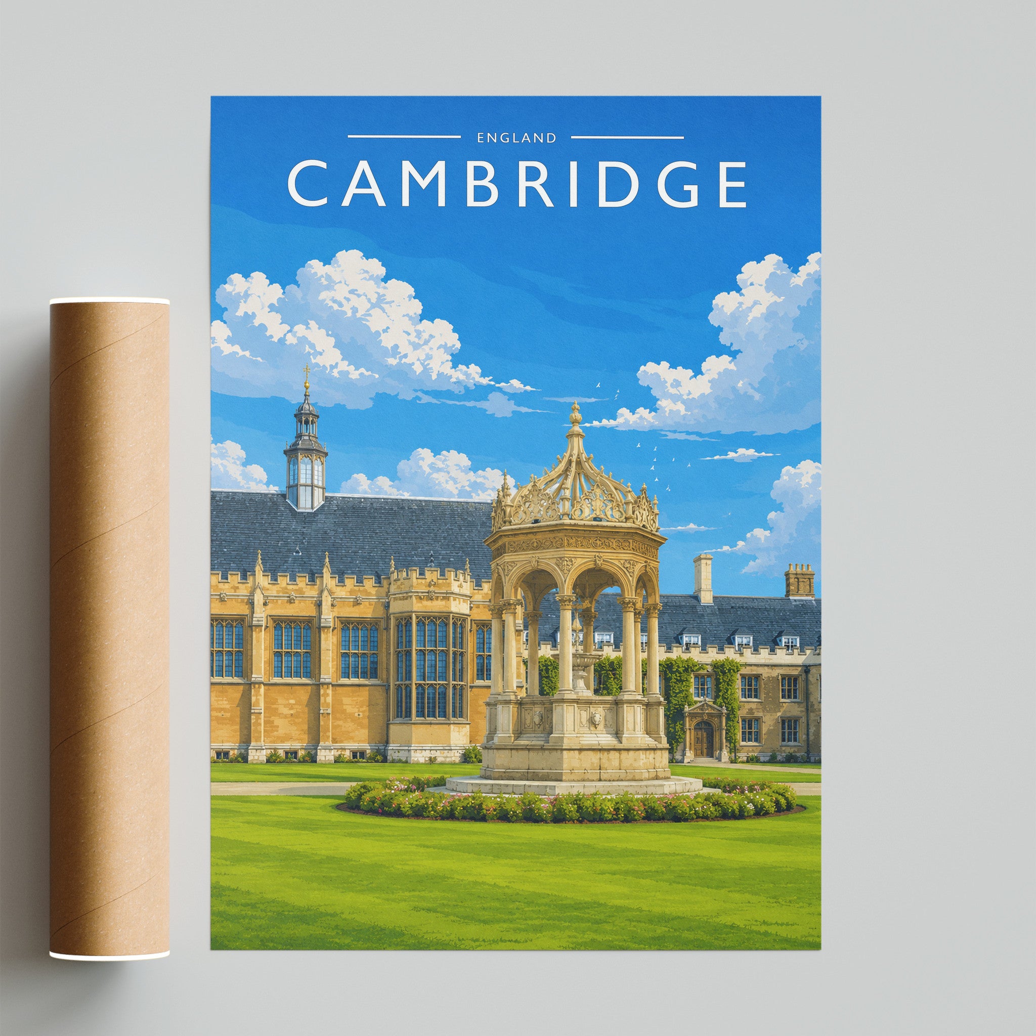Cambridge #2 Travel Poster - fine art print with shipping tube