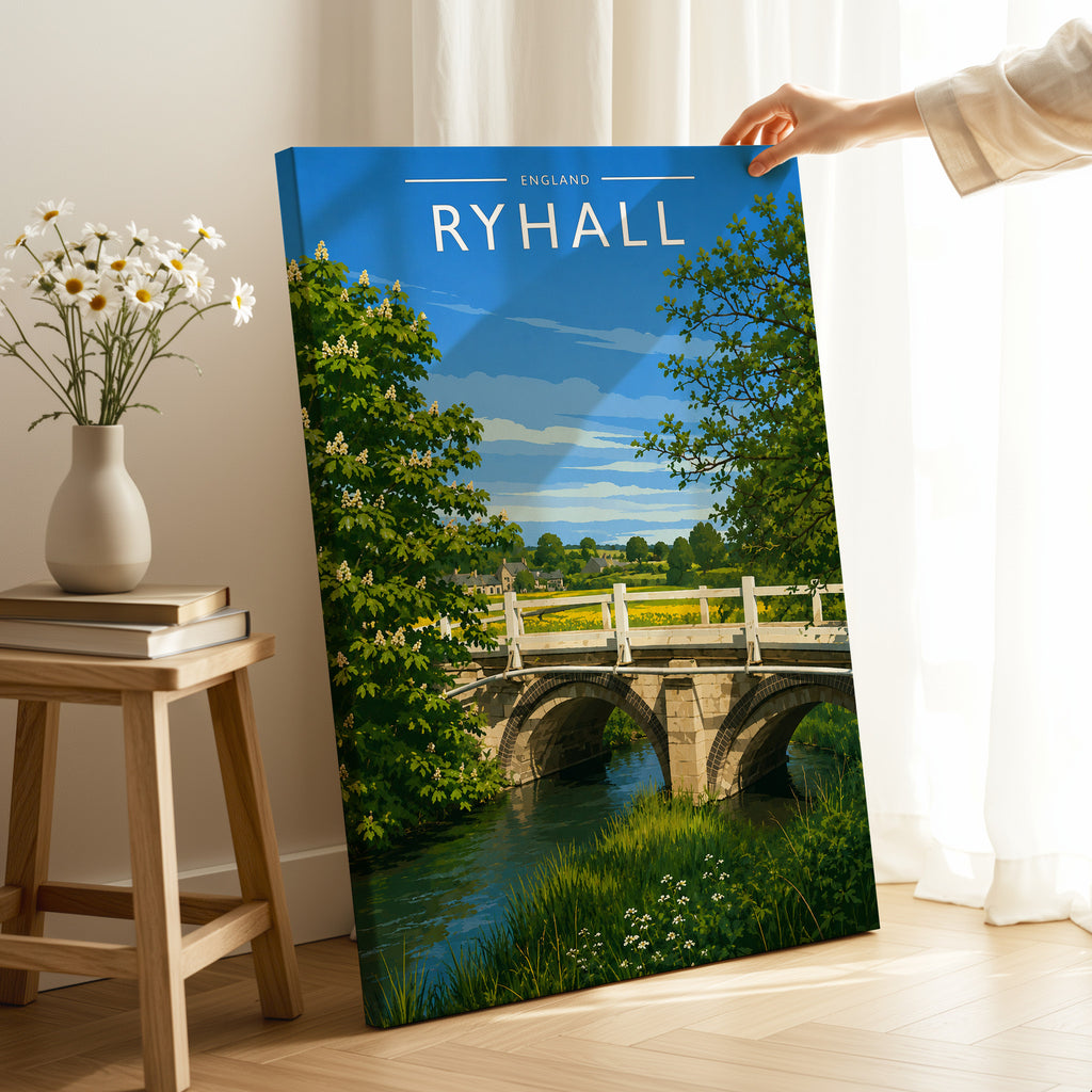 Ryhall Travel Poster as a gallery-wrapped canvas
