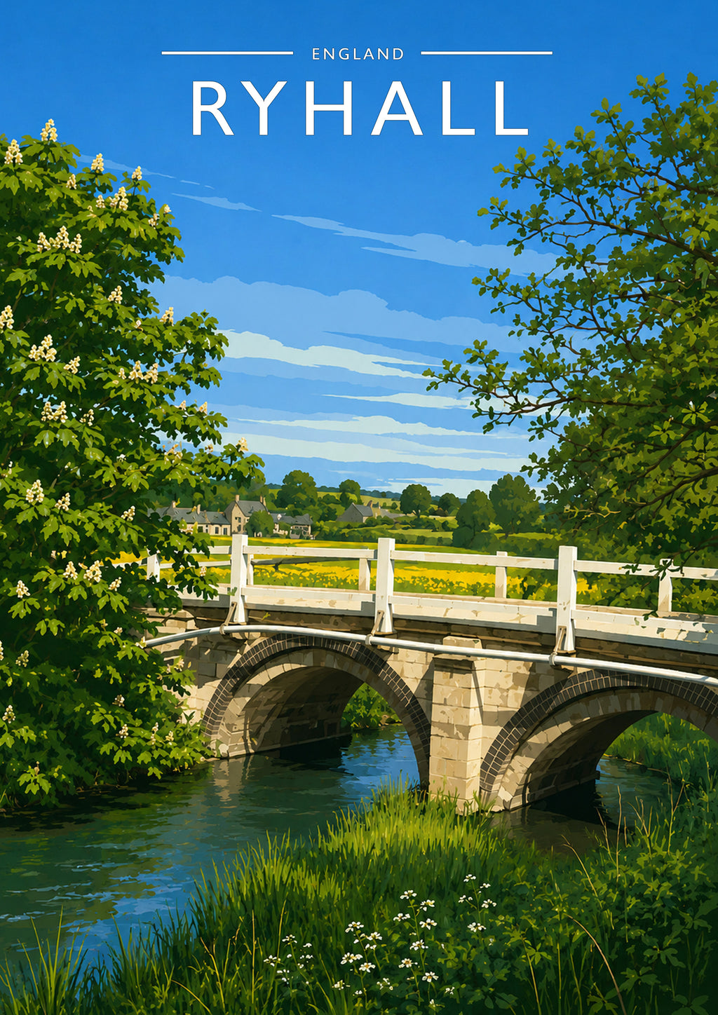 Ryhall Travel Poster - A4 travel poster print