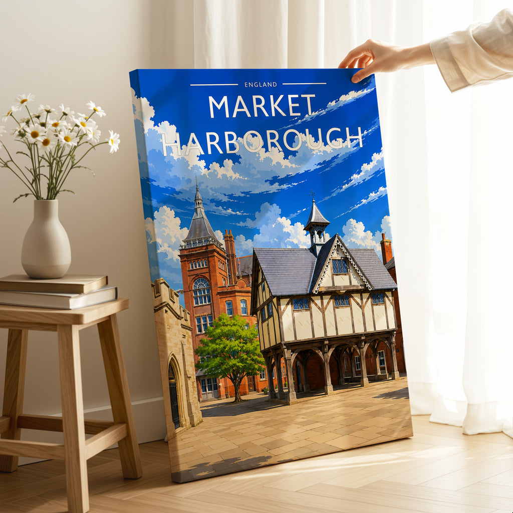Market Harborough #2 Travel Poster as a gallery-wrapped canvas
