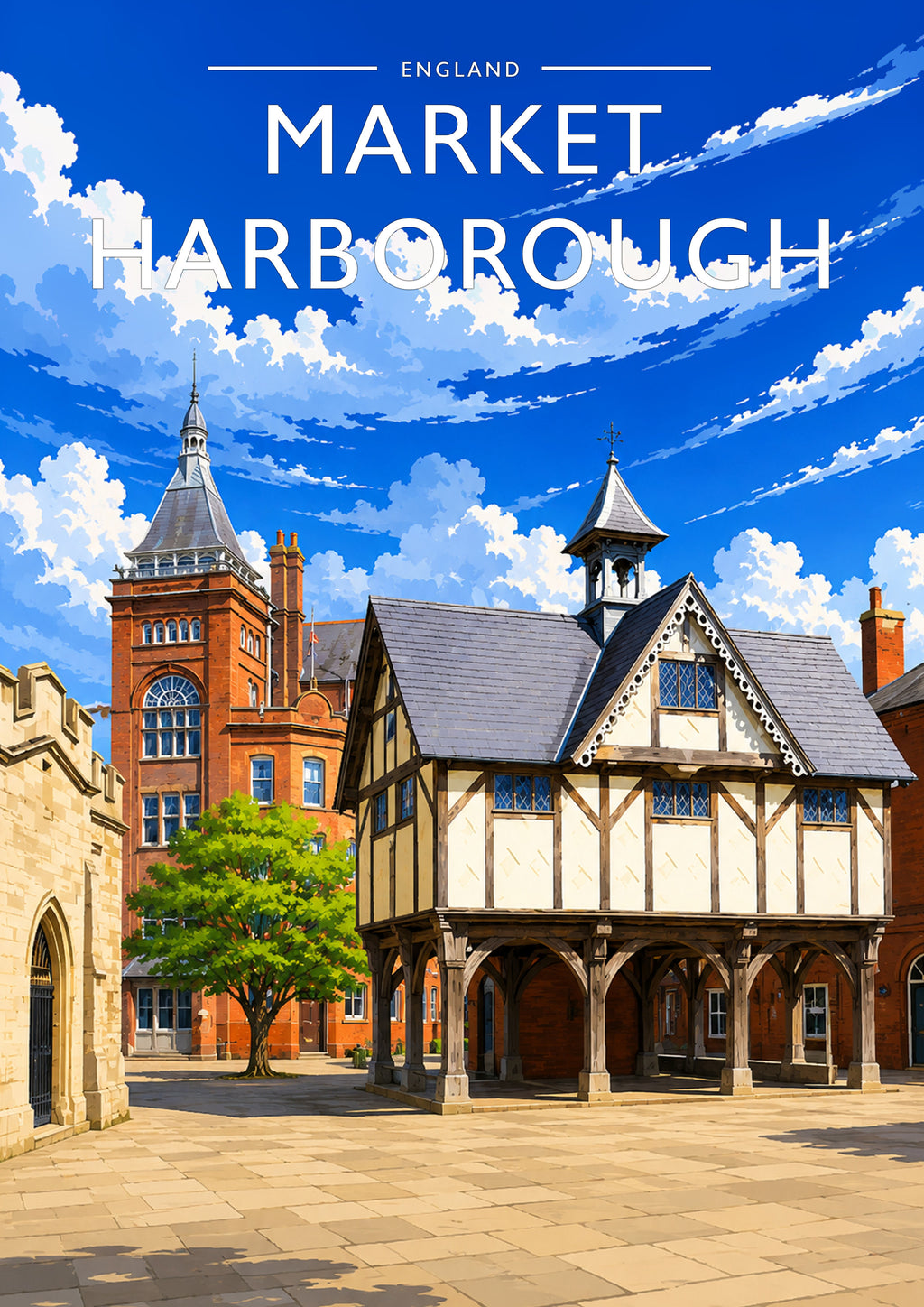 Market Harborough #2 Travel Poster - A4 travel poster print