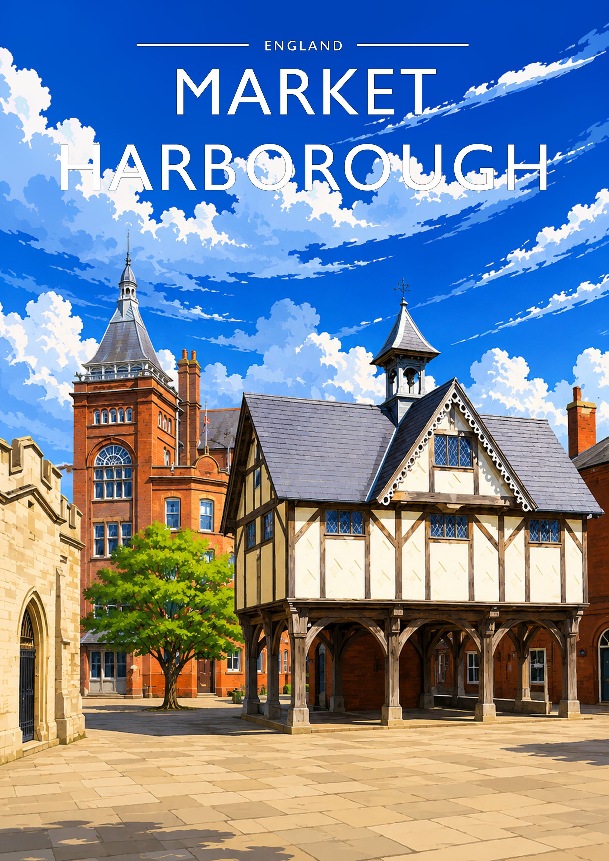 Market Harborough #2 Travel Poster - A4 travel poster print