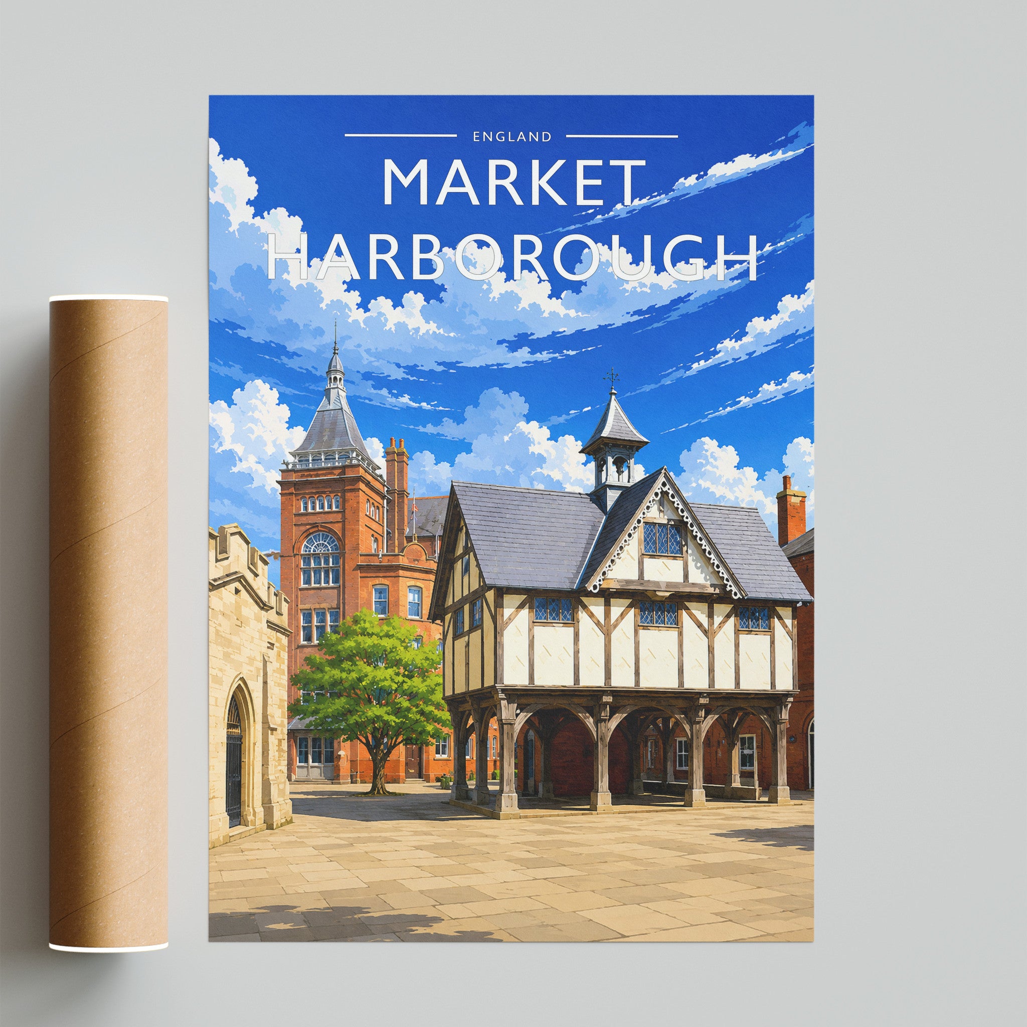 Market Harborough #2 Travel Poster - fine art print with shipping tube