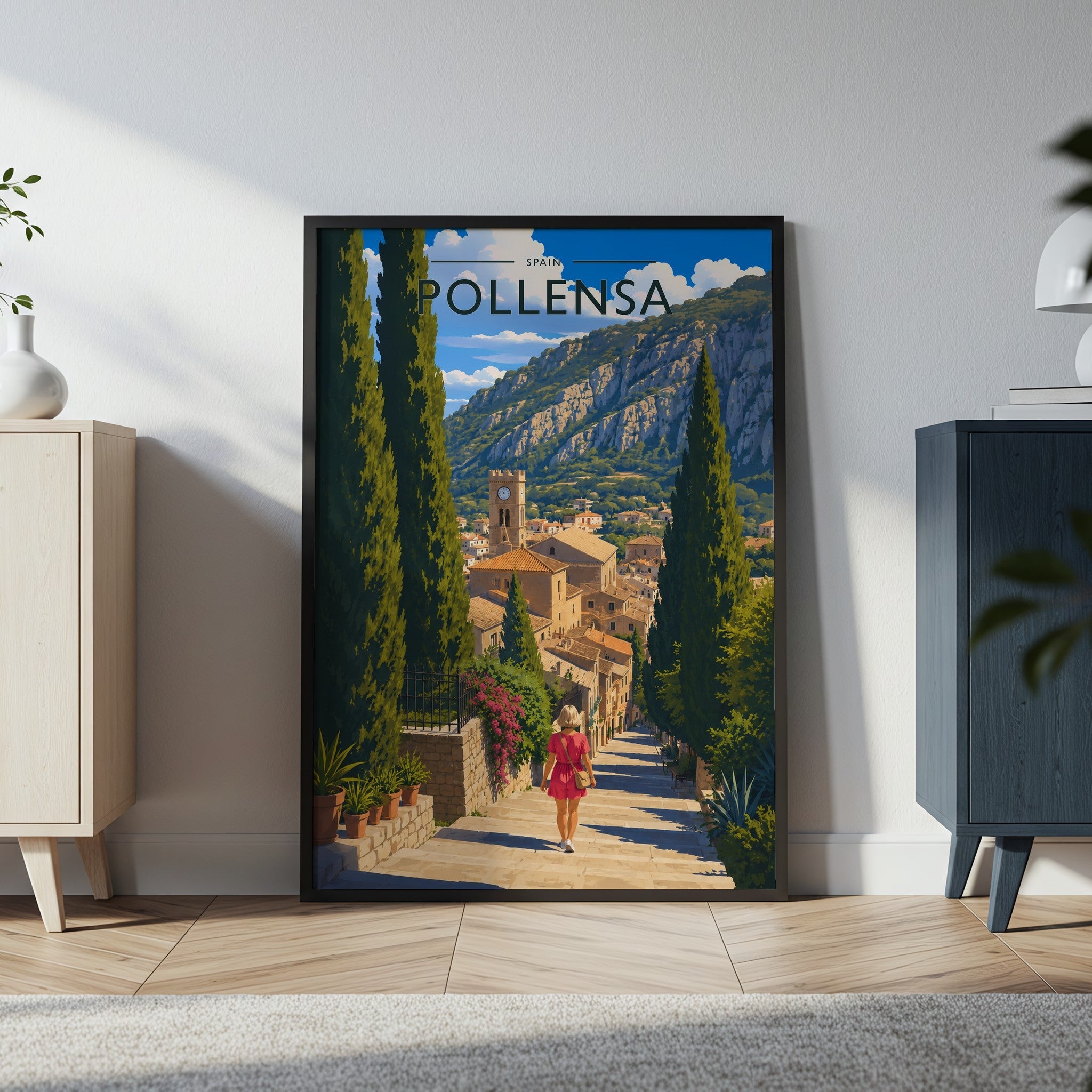 Pollensa #2 Travel Poster in a black frame