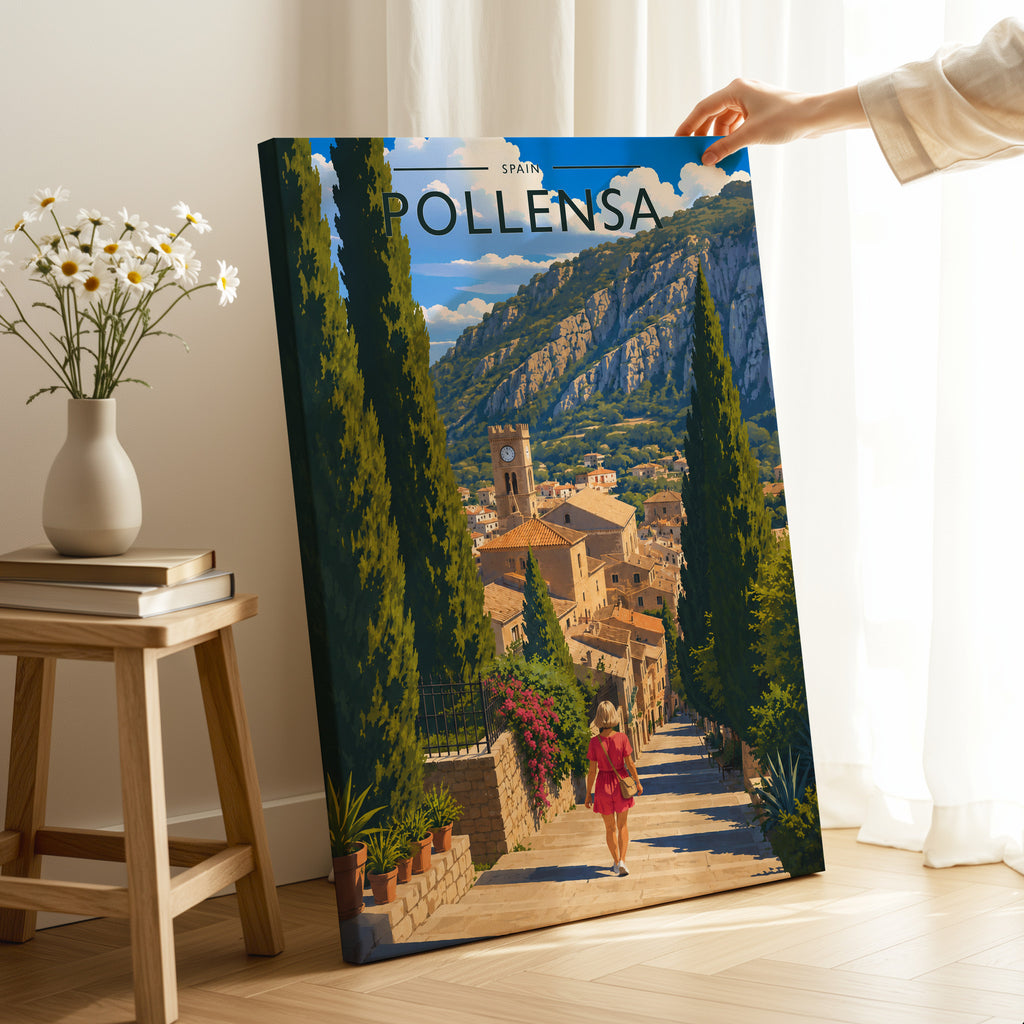 Pollensa #2 Travel Poster as a gallery-wrapped canvas