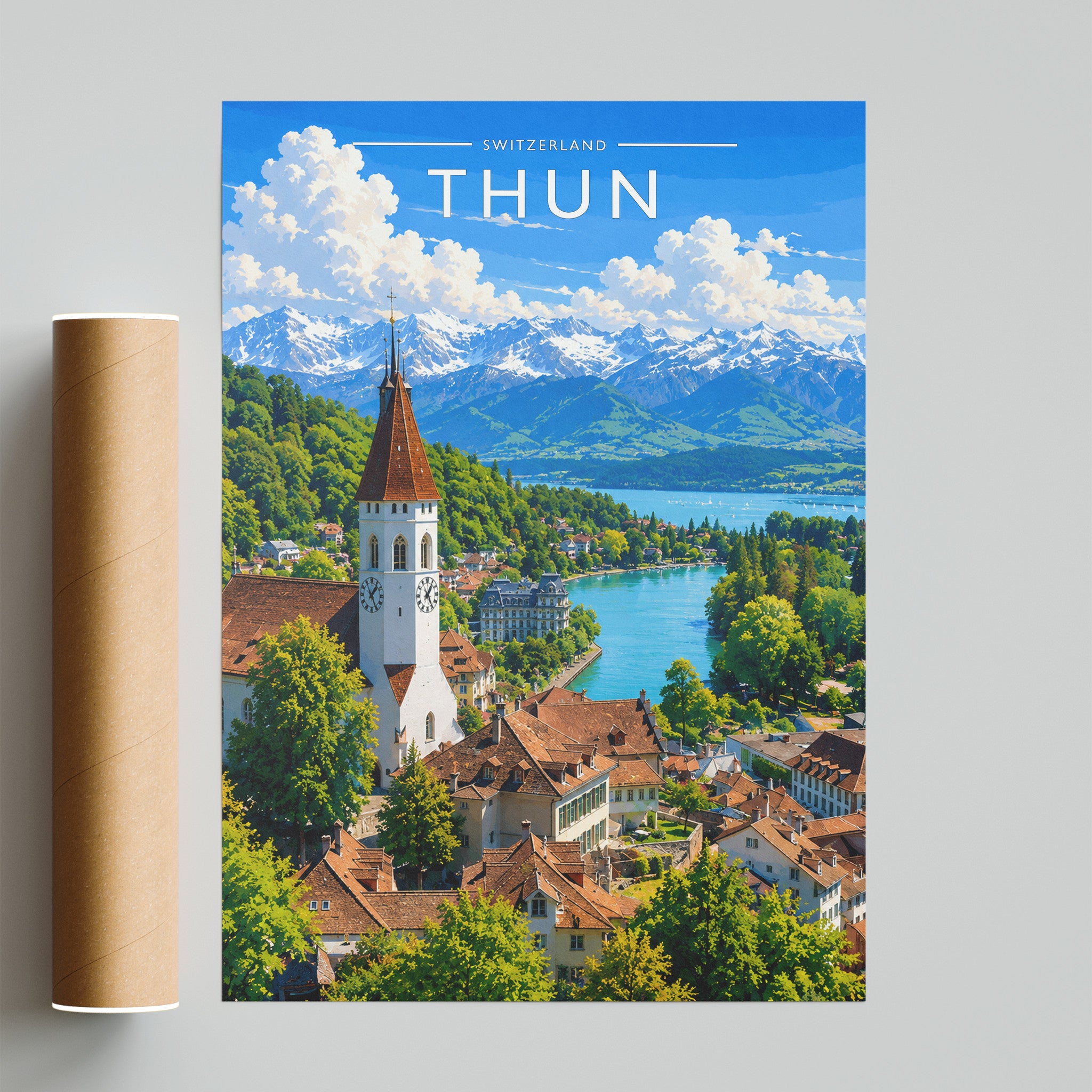 Thun Travel Poster - fine art print with shipping tube