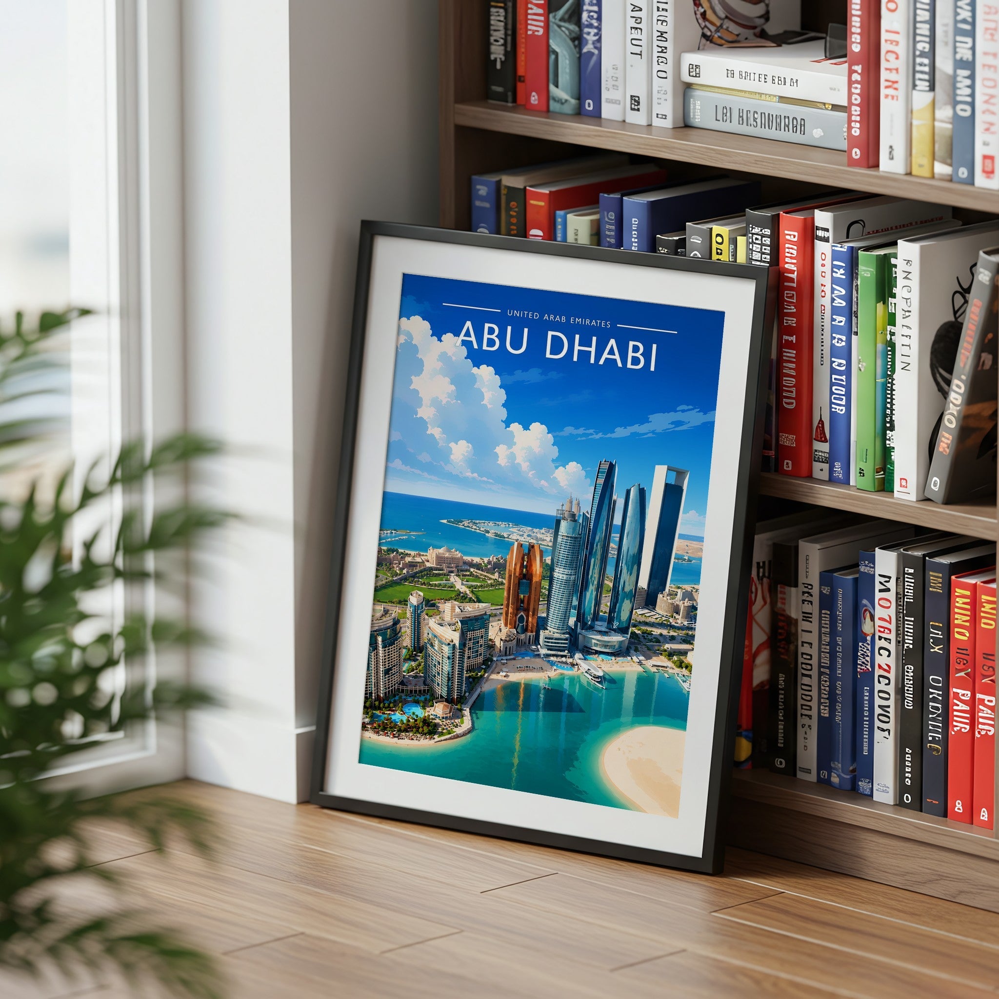 Abu Dhabi #4 Travel Poster mounted in a black frame