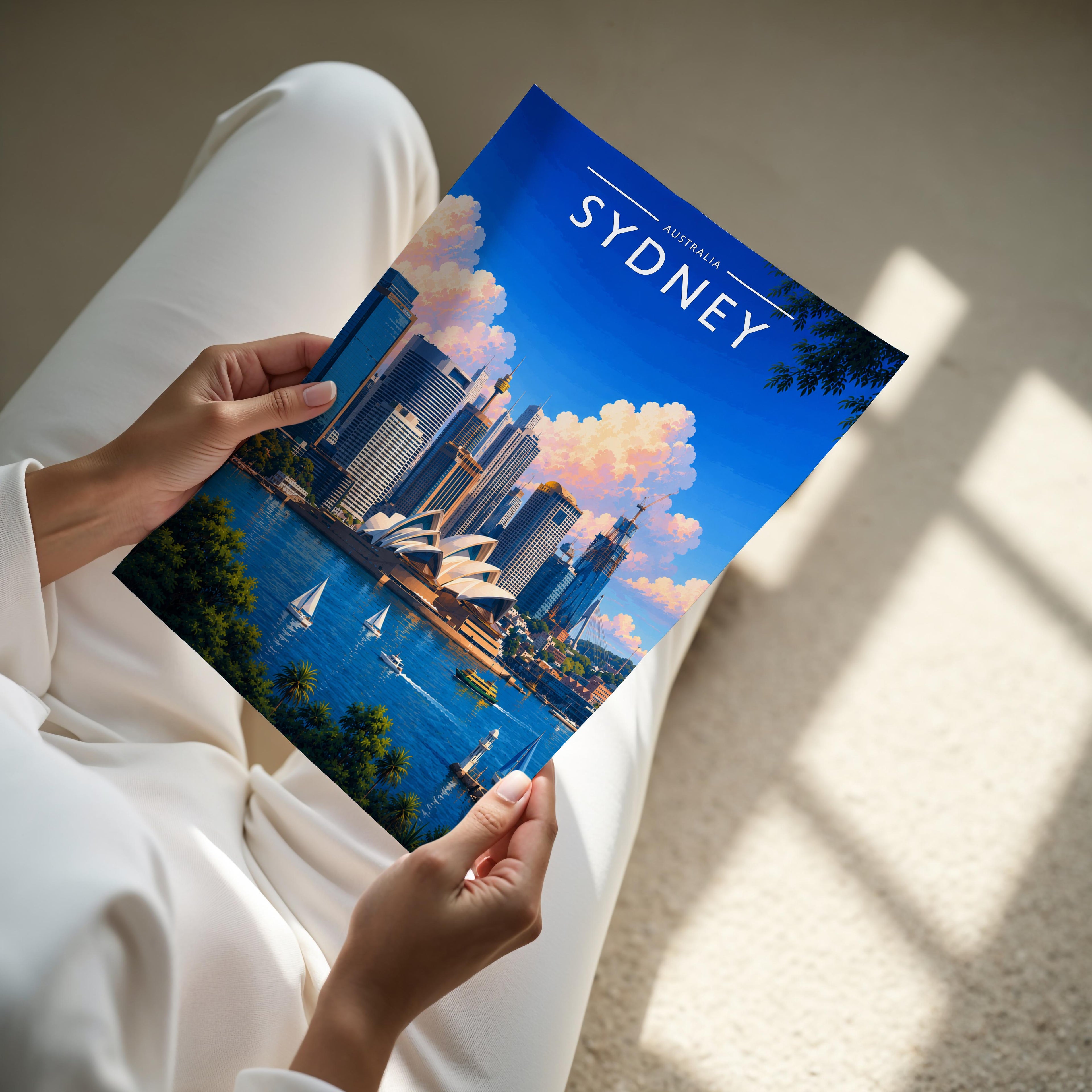 Sydney #2 Travel Poster - A4 print held in hand