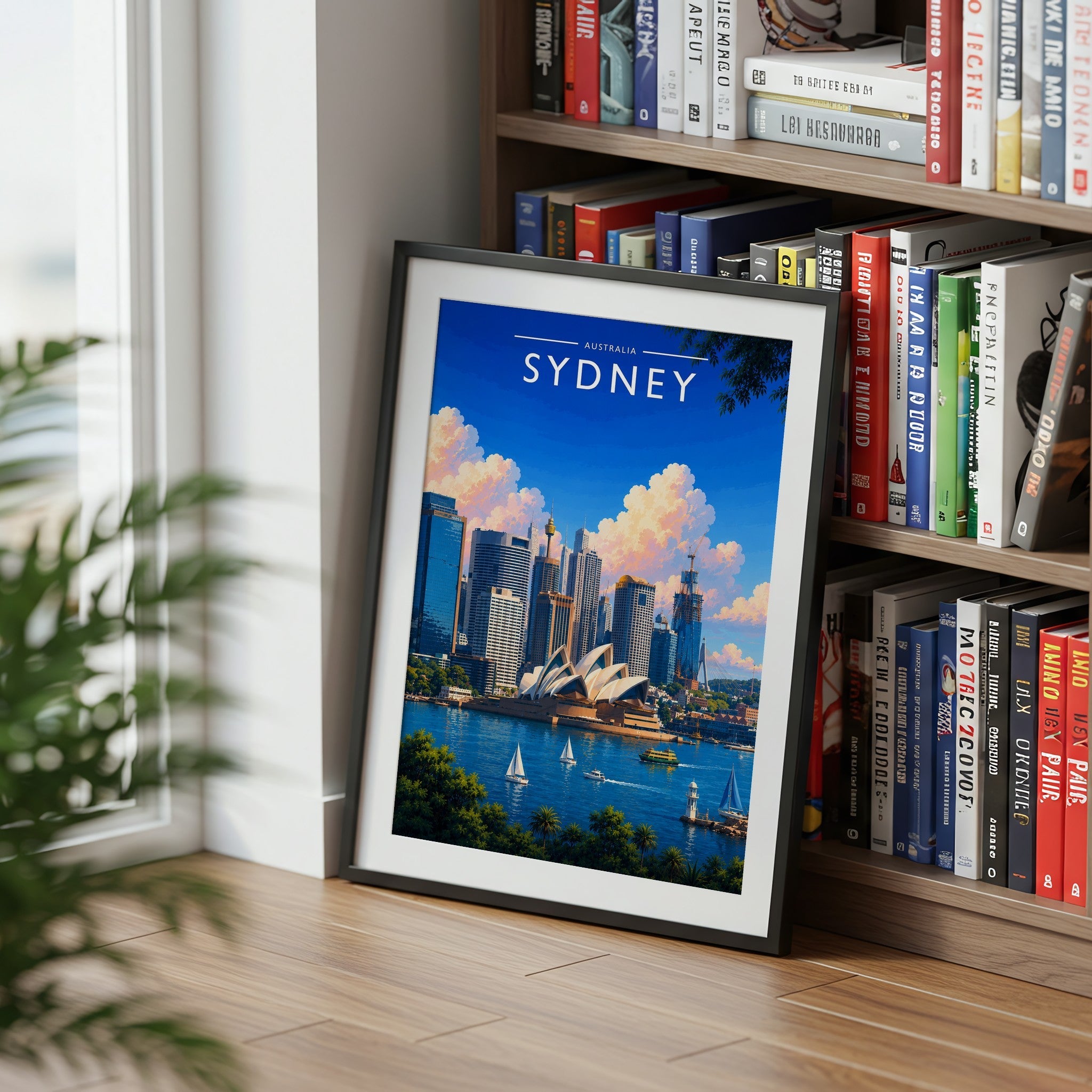 Sydney #2 Travel Poster mounted in a black frame