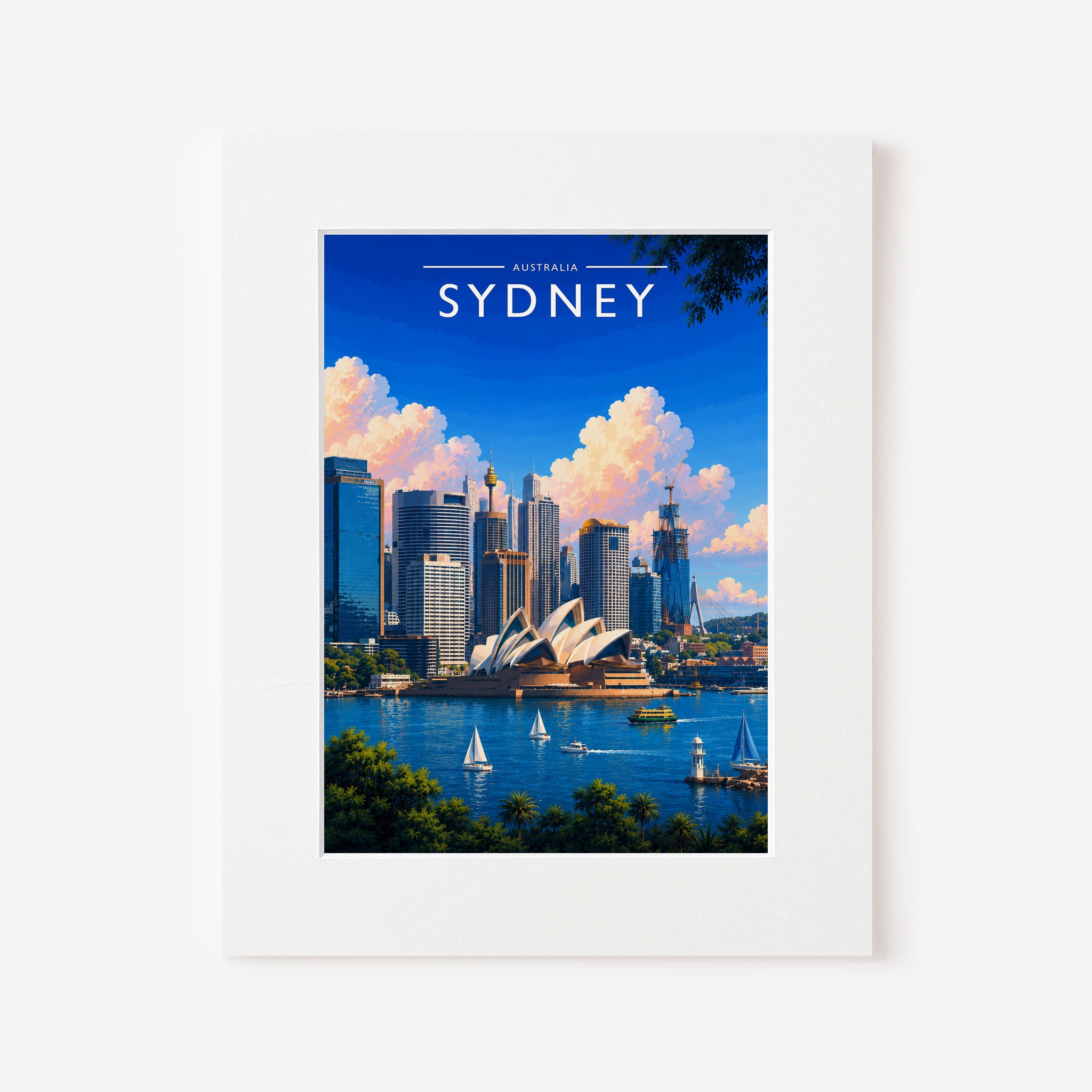 Sydney #2 Travel Poster in a white mount