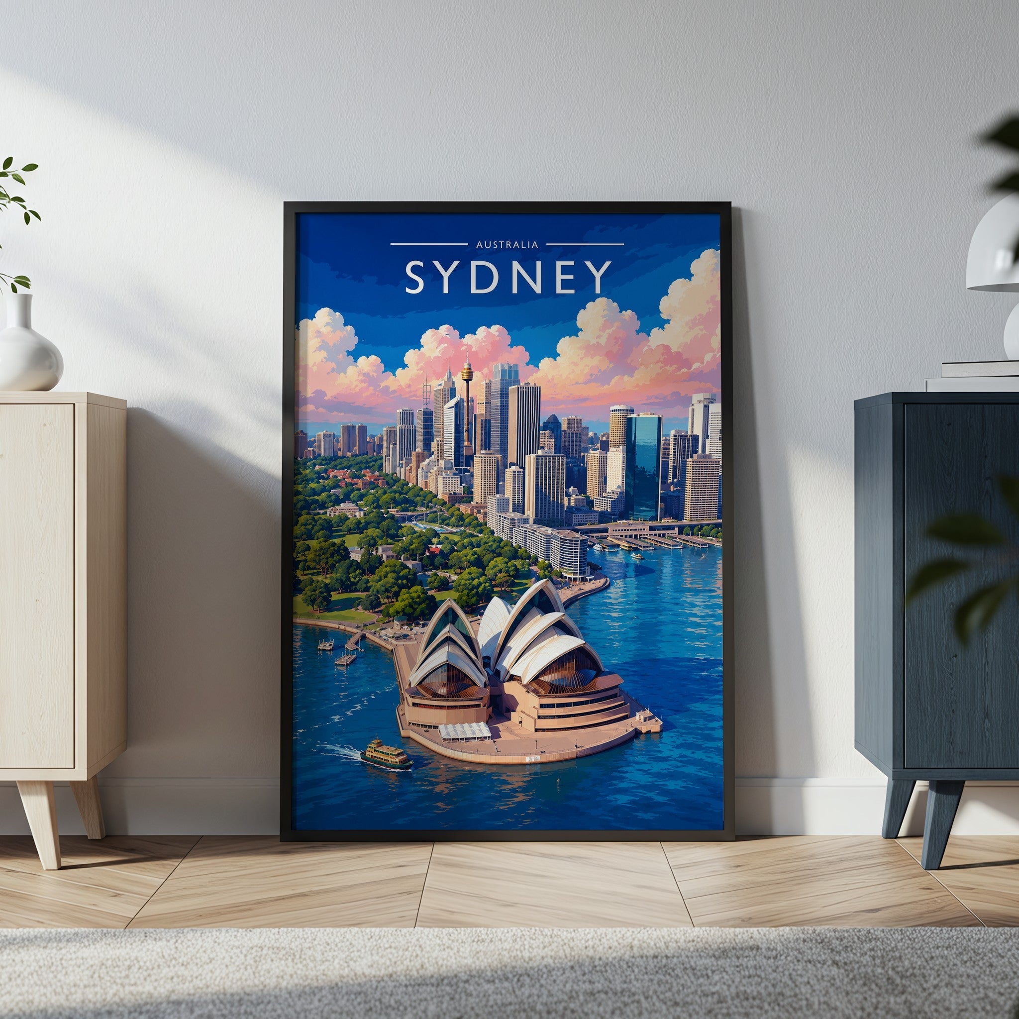 Sydney #3 Travel Poster in a black frame