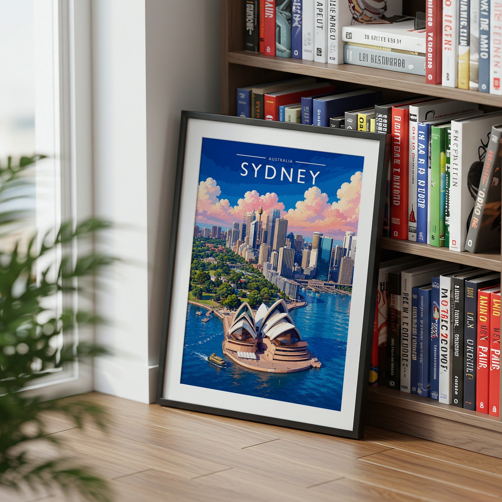 Sydney #3 Travel Poster mounted in a black frame