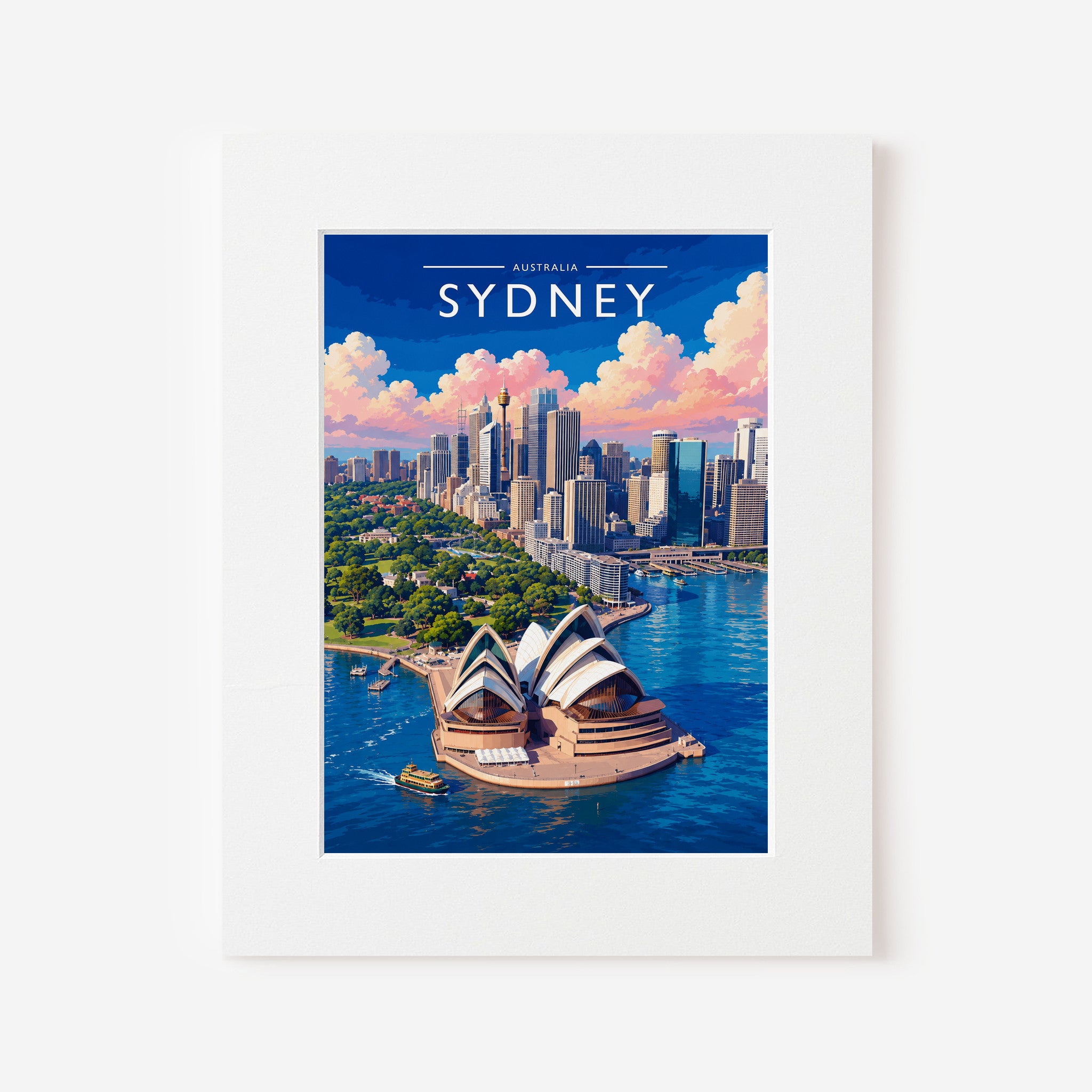 Sydney #3 Travel Poster in a white mount