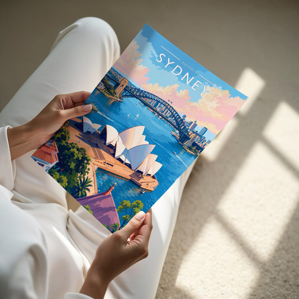 Sydney #4 Travel Poster - A4 print held in hand