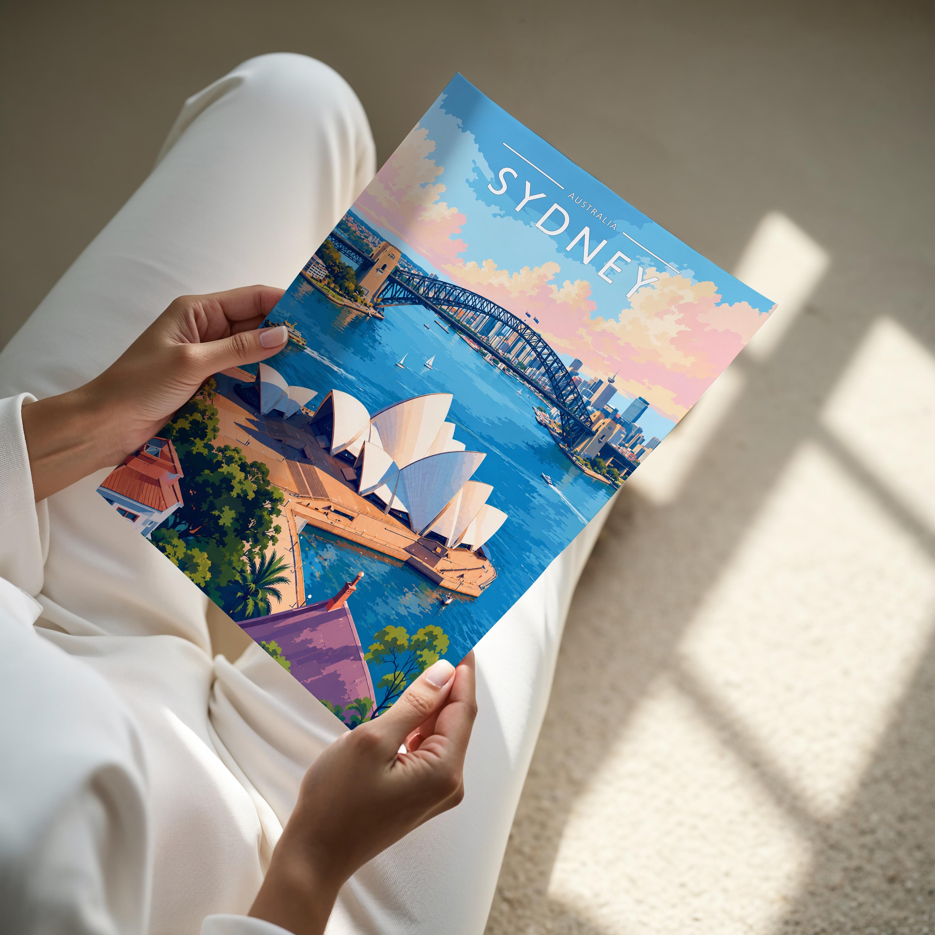 Sydney #4 Travel Poster - A4 print held in hand