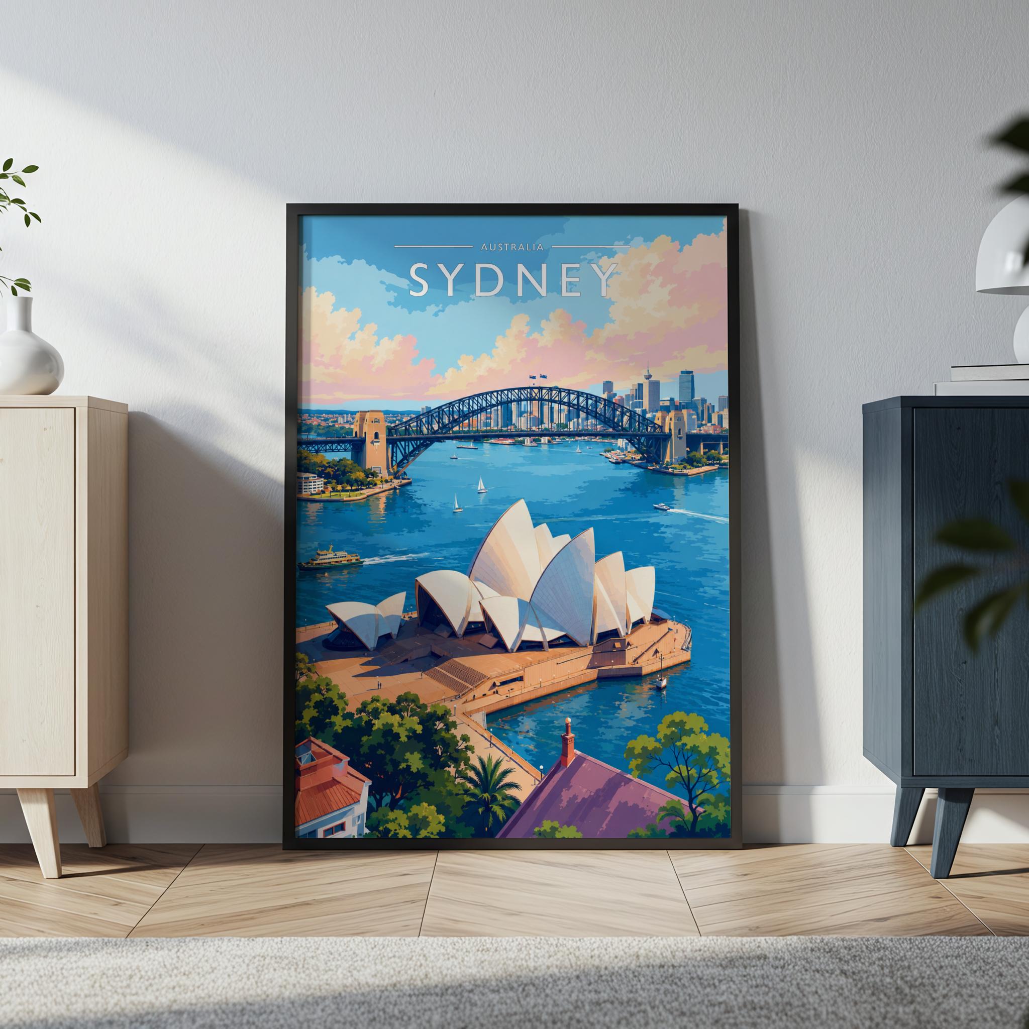 Sydney #4 Travel Poster in a black frame