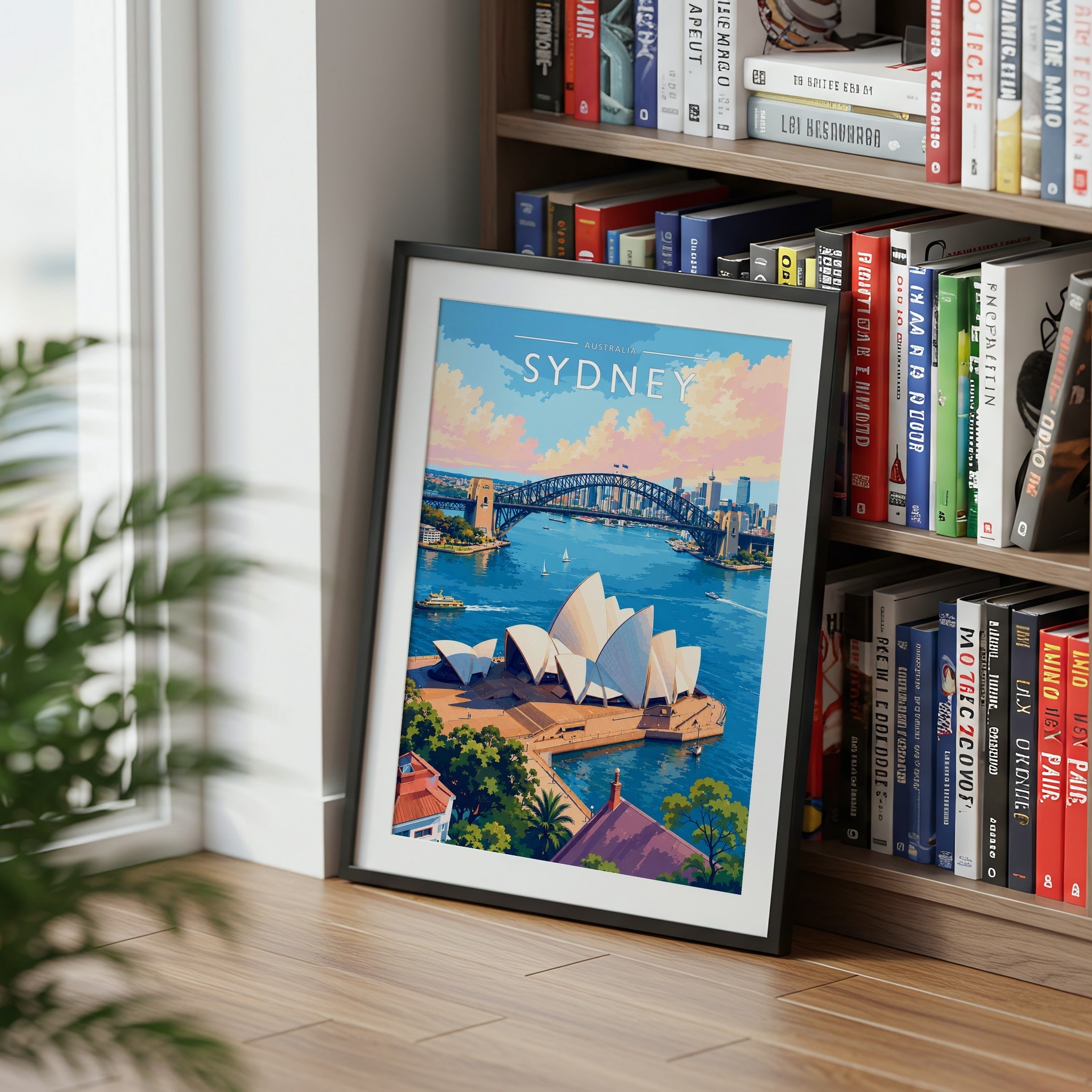 Sydney #4 Travel Poster mounted in a black frame