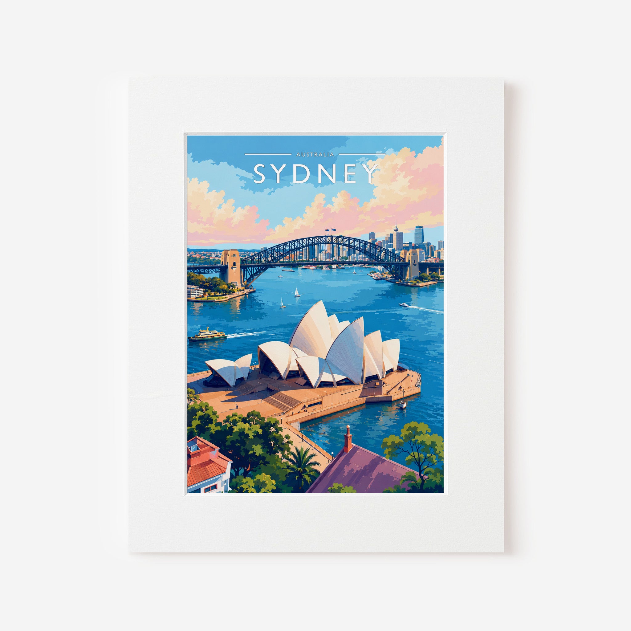 Sydney #4 Travel Poster in a white mount