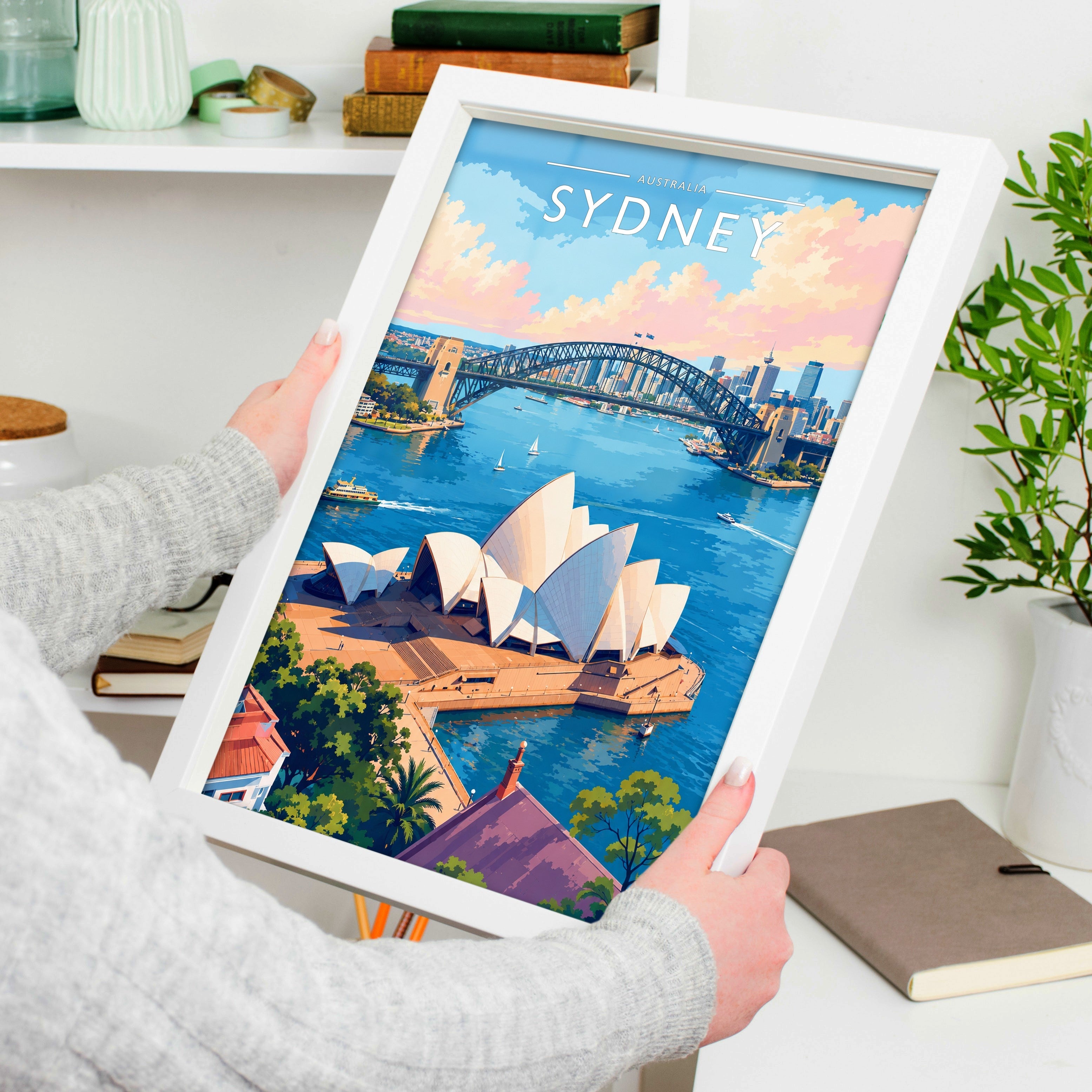 Sydney #4 Travel Poster held in a white frame