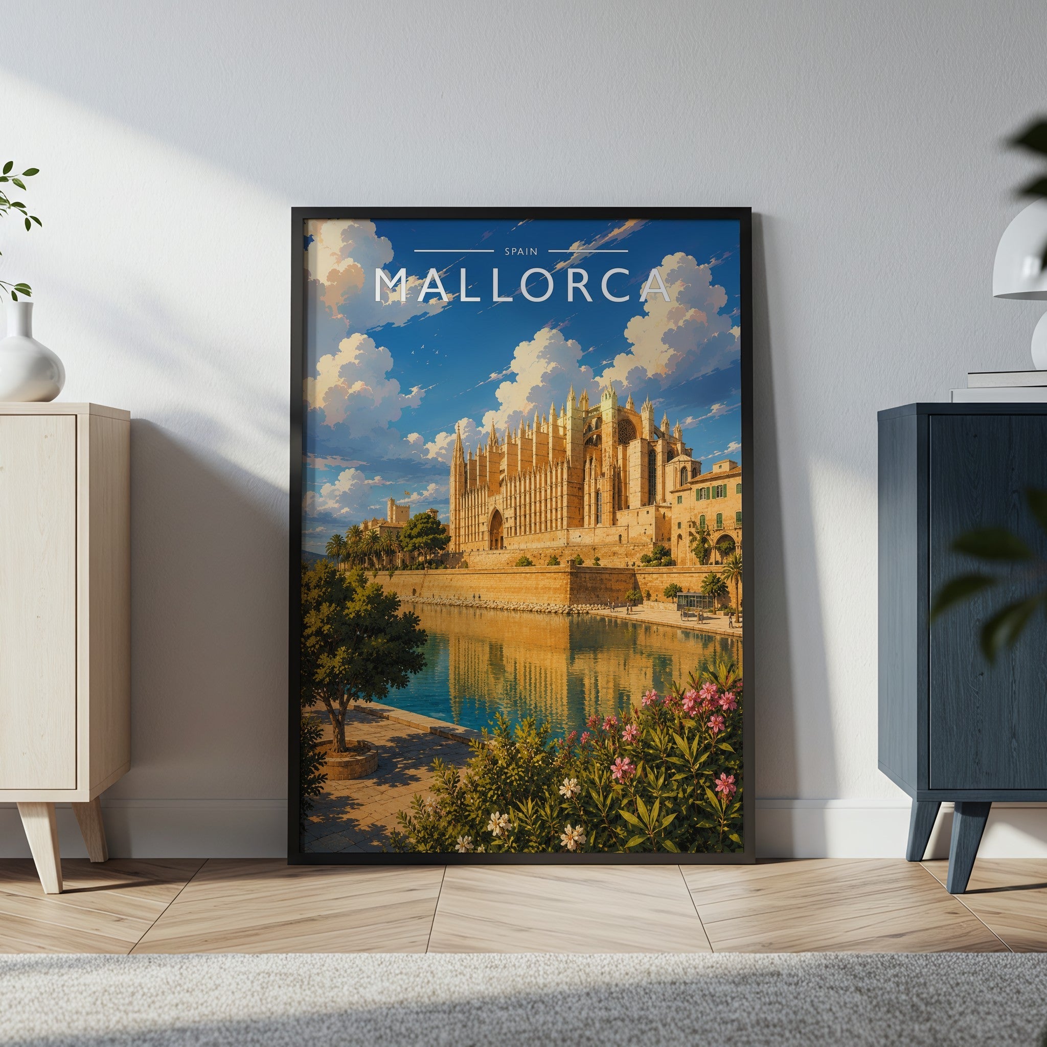 Mallorca #2 Travel Poster in a black frame