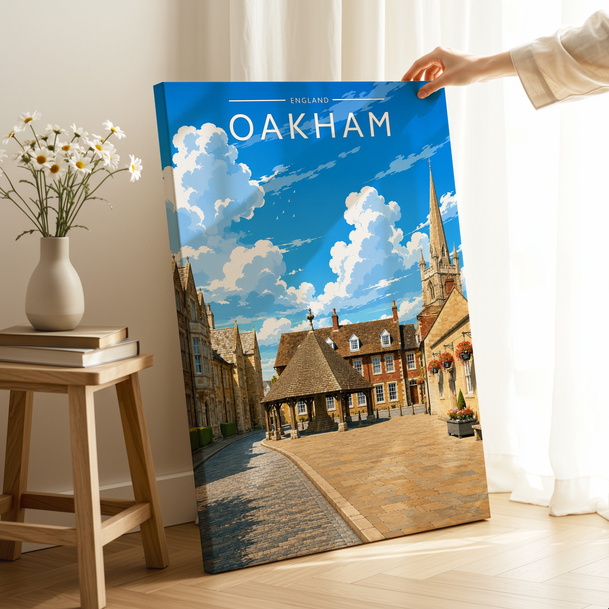 Oakham Travel Poster as a gallery-wrapped canvas