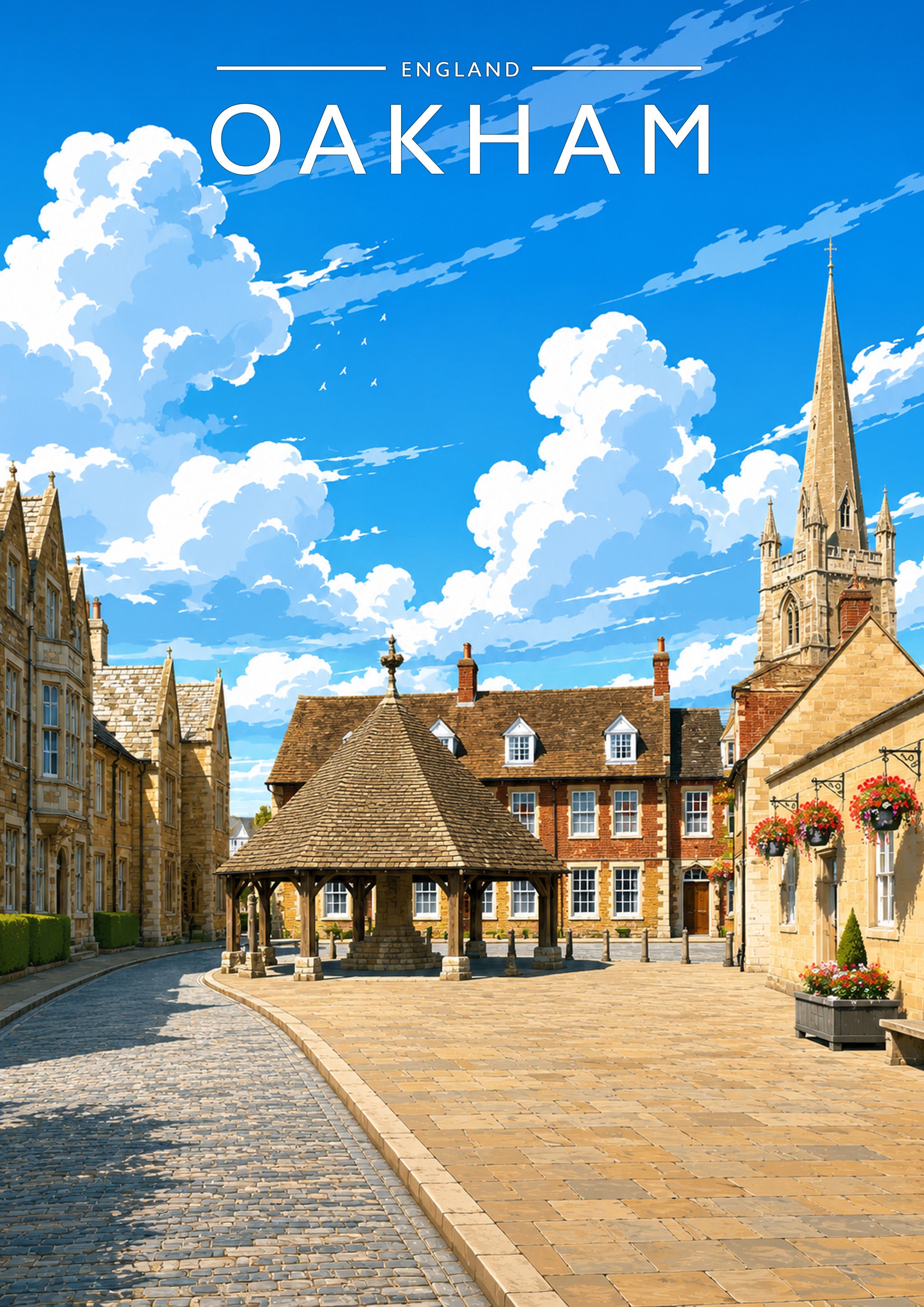 Oakham Travel Poster - A4 travel poster print