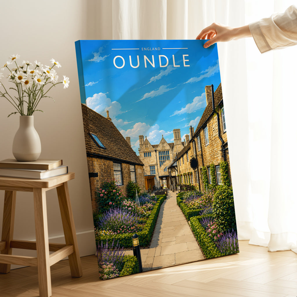 Oundle #3 Travel Poster as a gallery-wrapped canvas