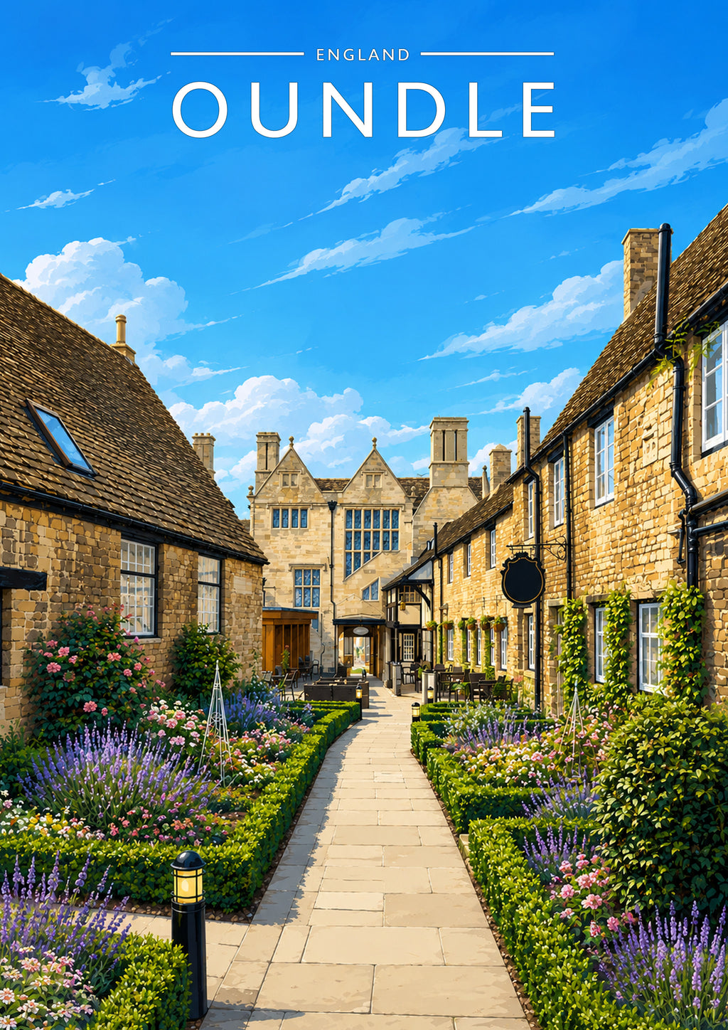Oundle #3 Travel Poster - A4 travel poster print