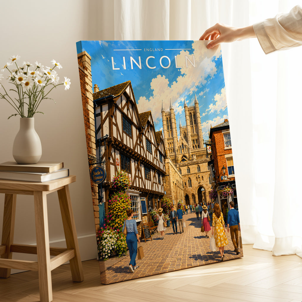 Lincoln Travel Poster as a gallery-wrapped canvas