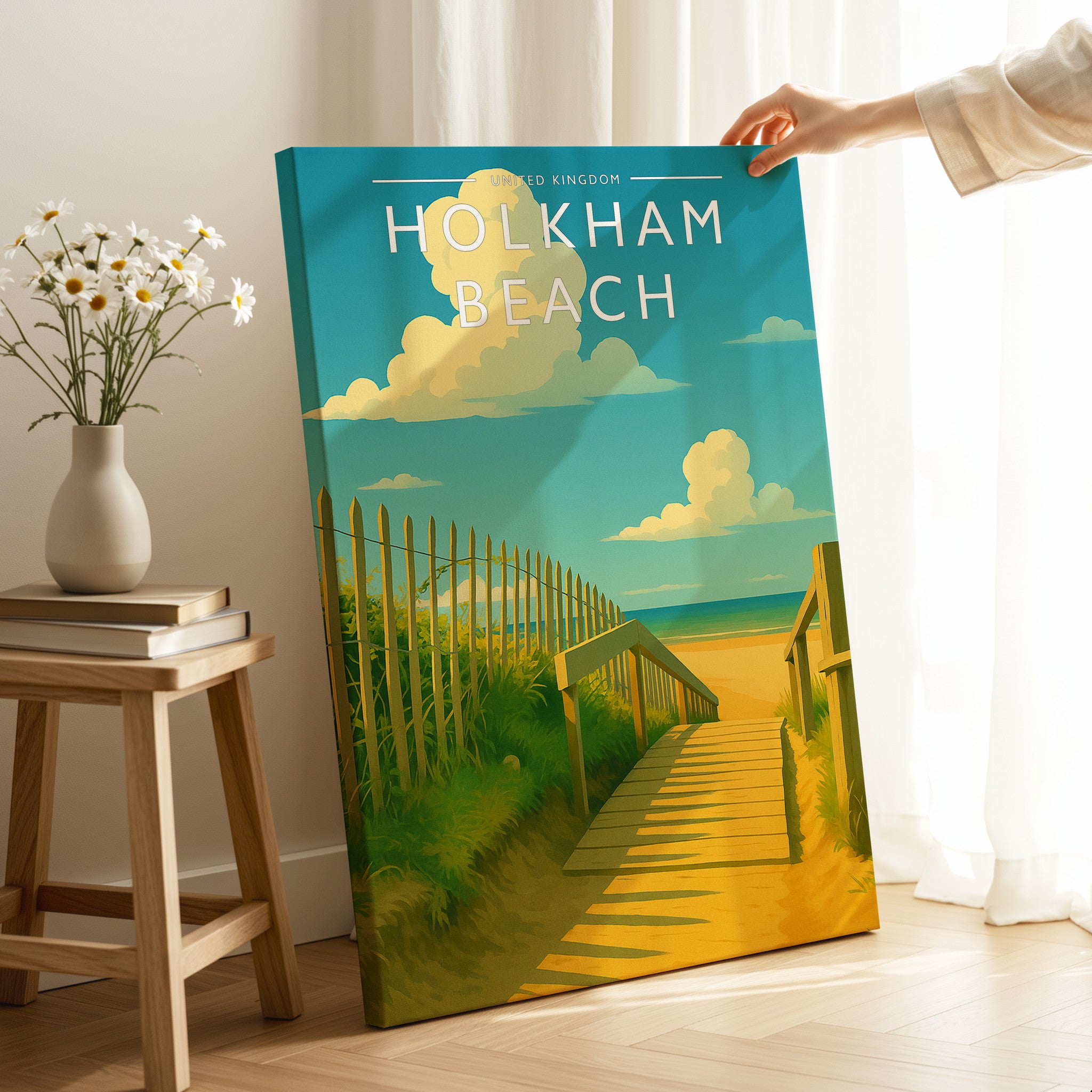 Holkham Beach Travel Poster as a gallery-wrapped canvas