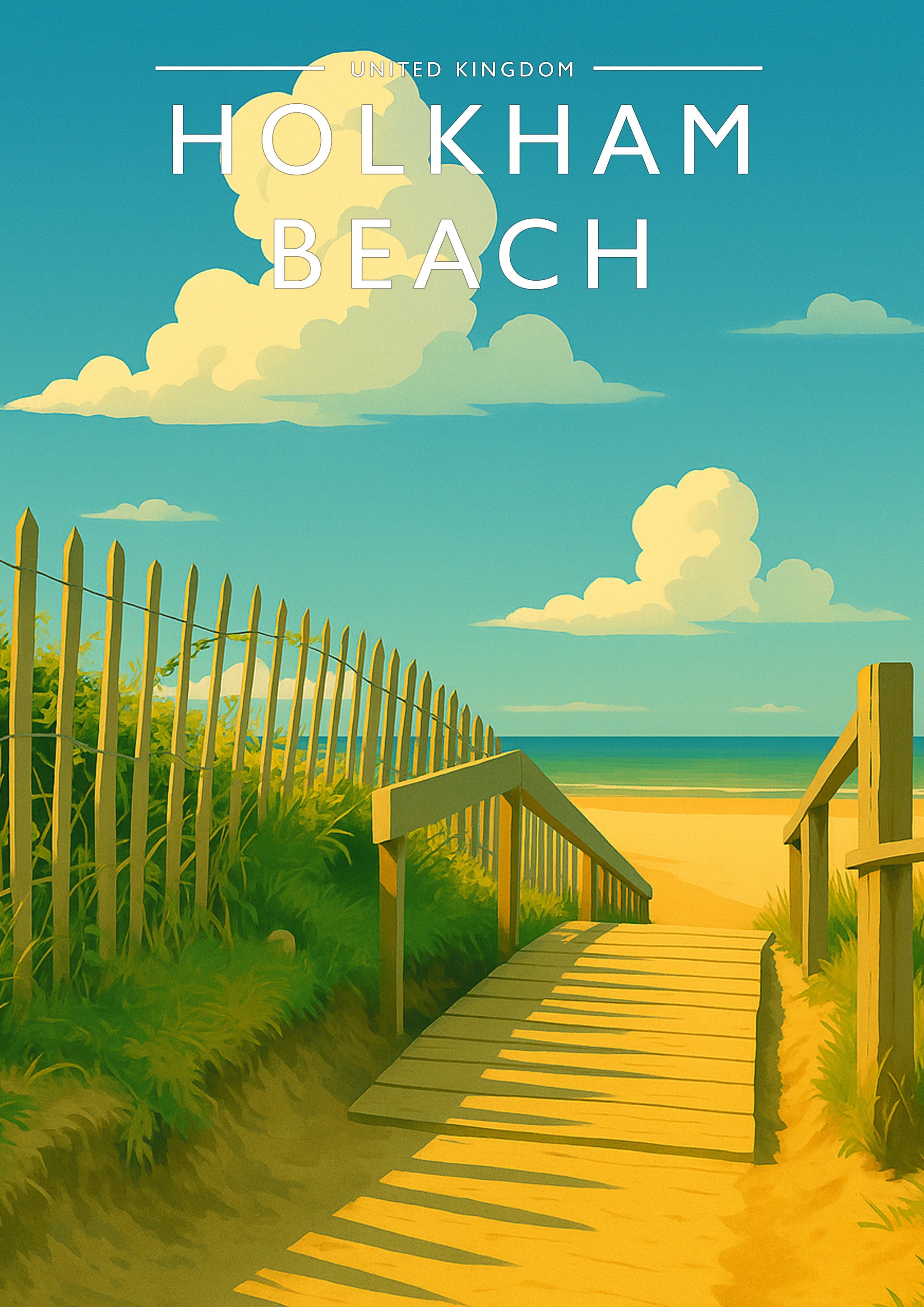 Holkham Beach Travel Poster - A4 travel poster print