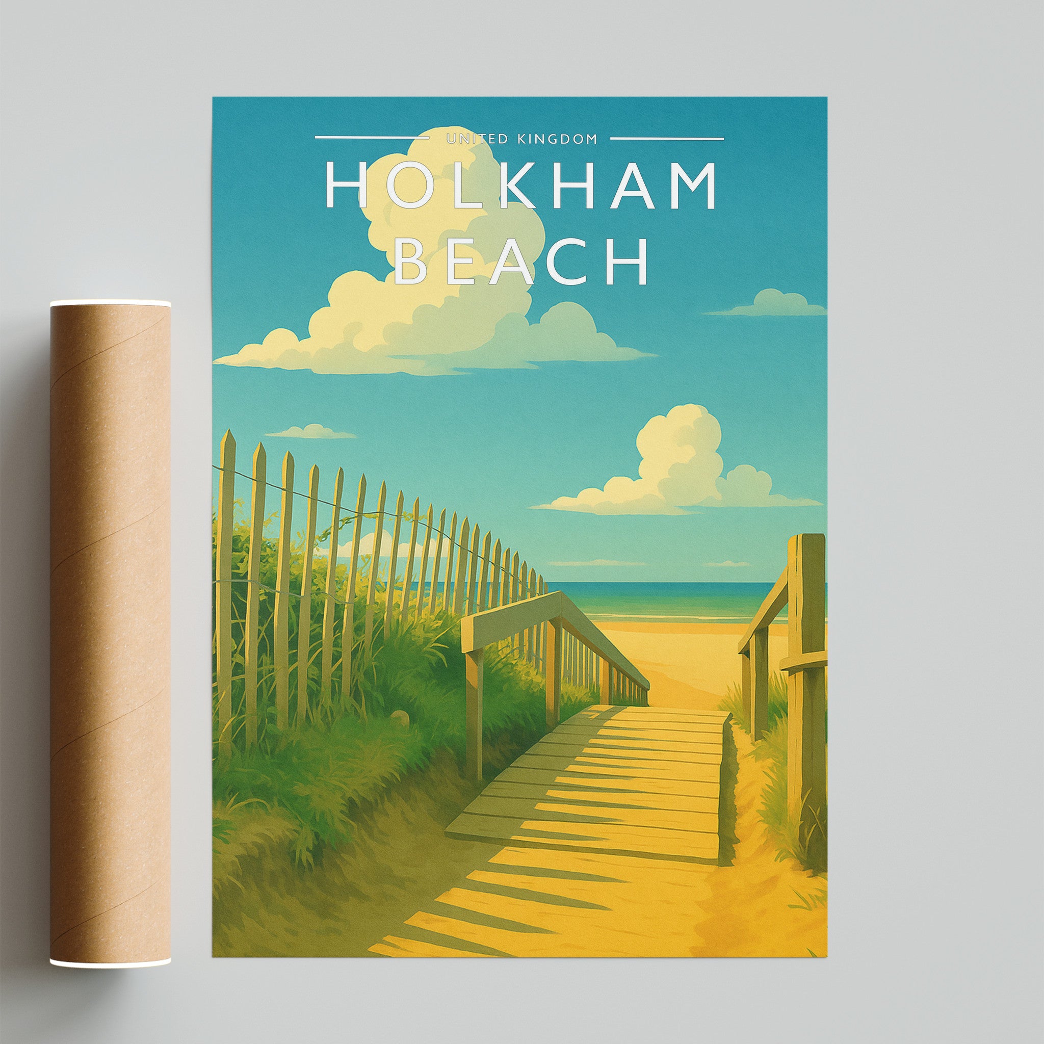 Holkham Beach Travel Poster - fine art print with shipping tube