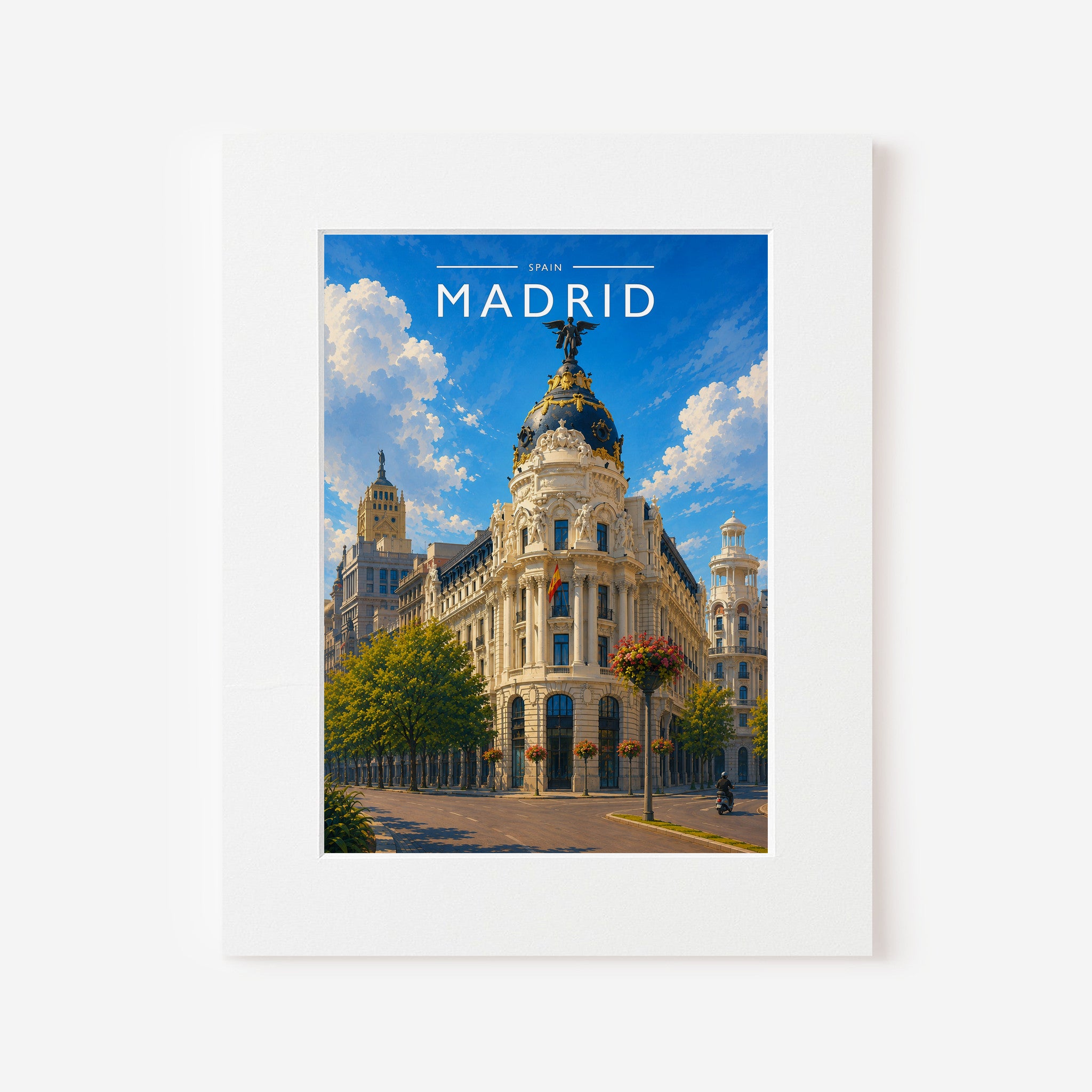 Madrid #2 Travel Poster in a white mount