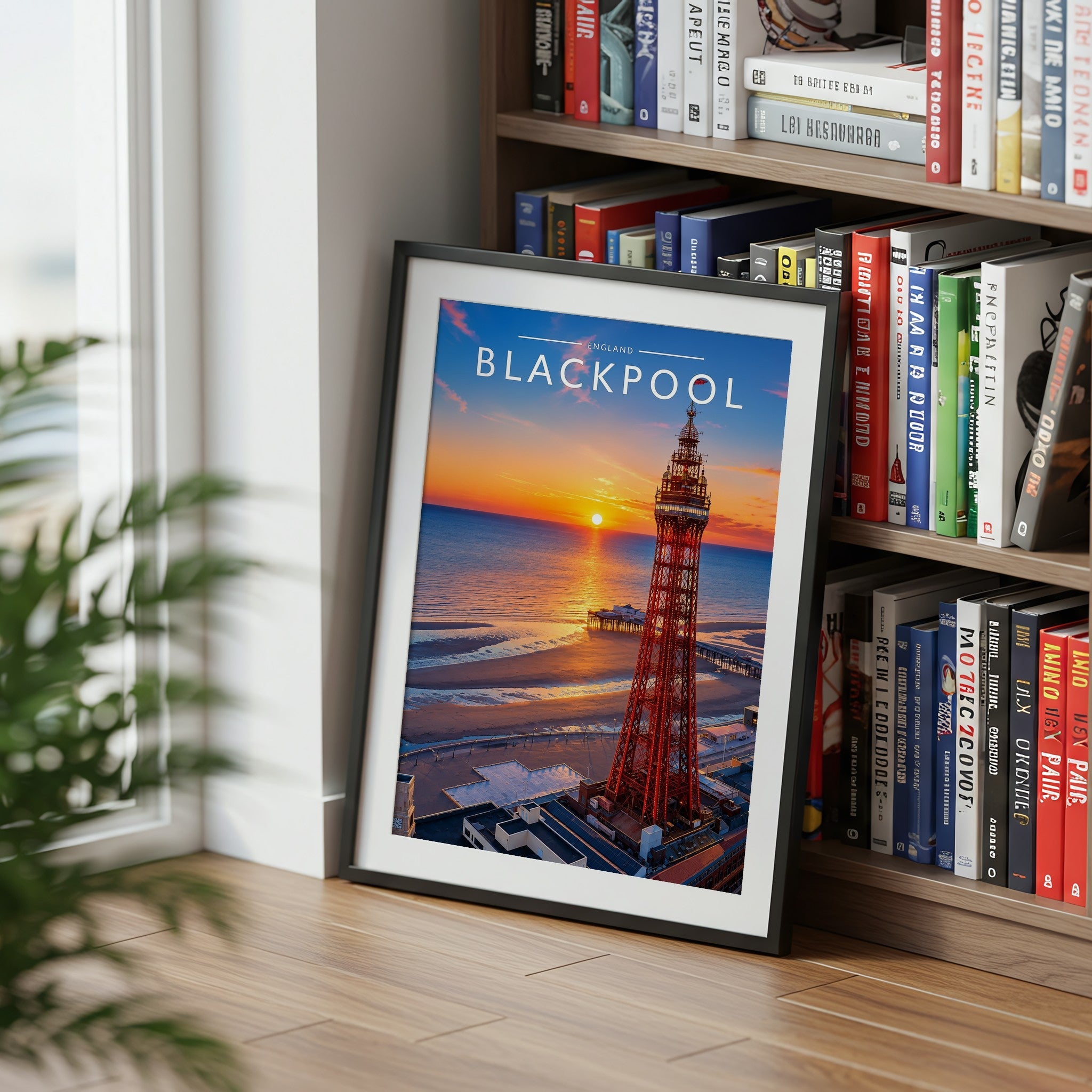 Blackpool Travel Poster mounted in a black frame
