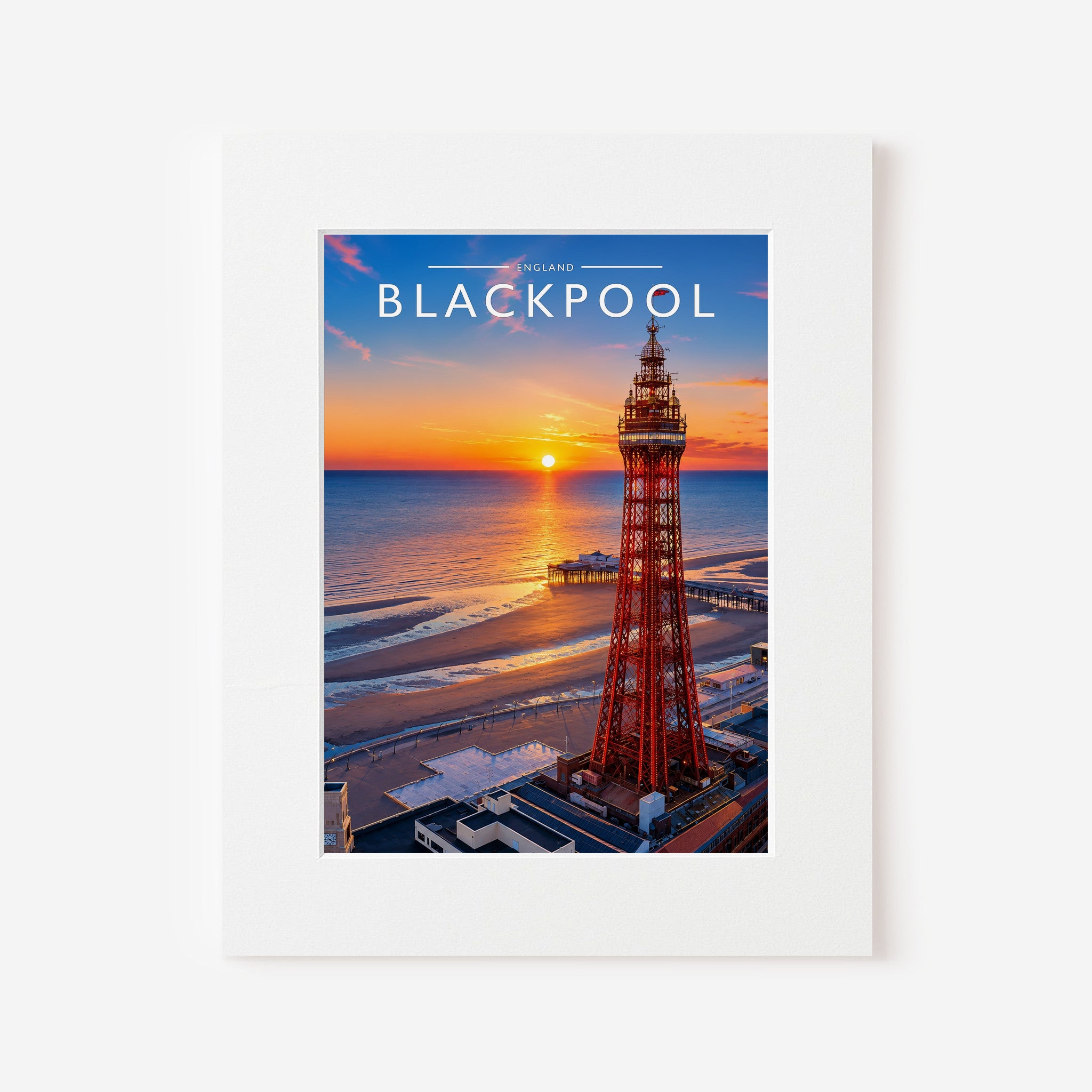 Blackpool Travel Poster in a white mount