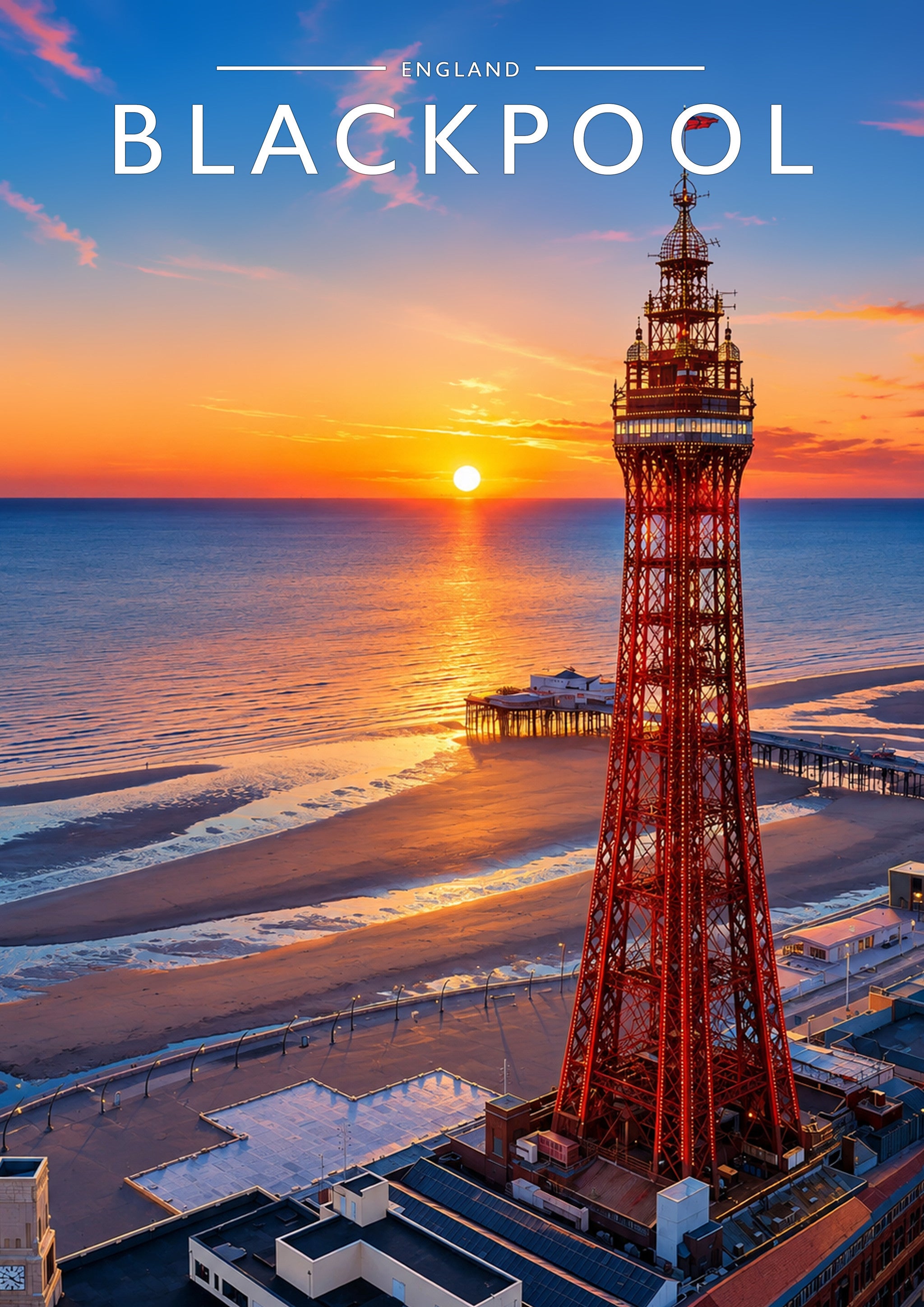Blackpool Travel Poster - A4 travel poster print