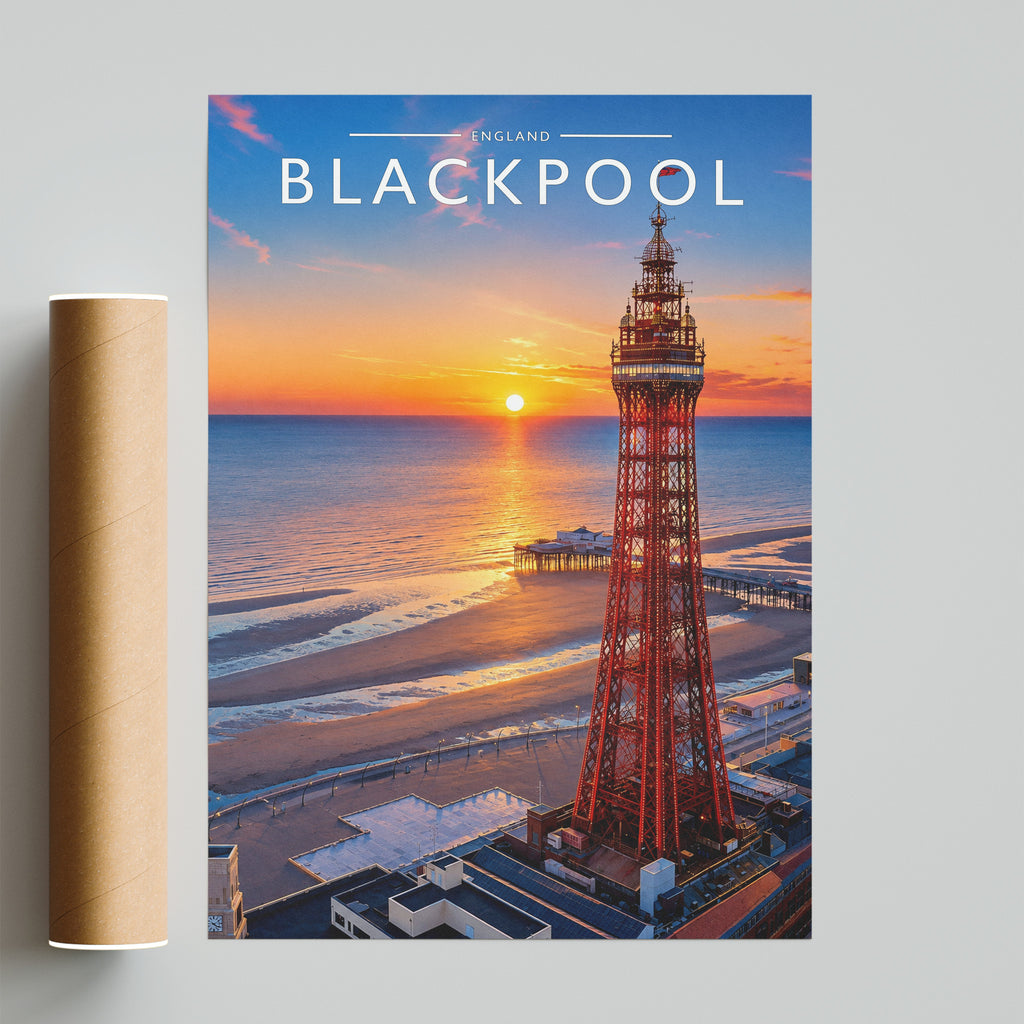 Blackpool Travel Poster - fine art print with shipping tube