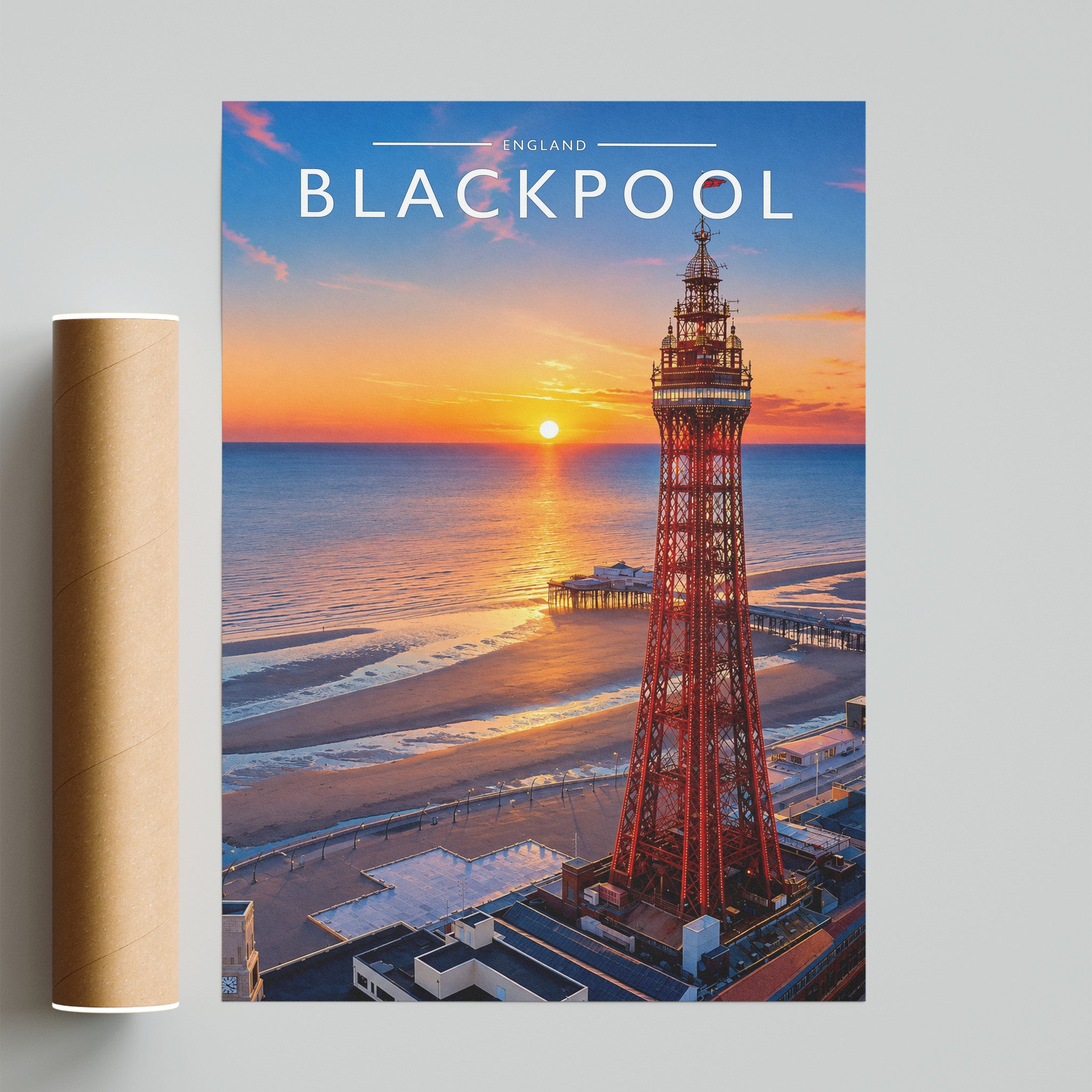 Blackpool Travel Poster - fine art print with shipping tube