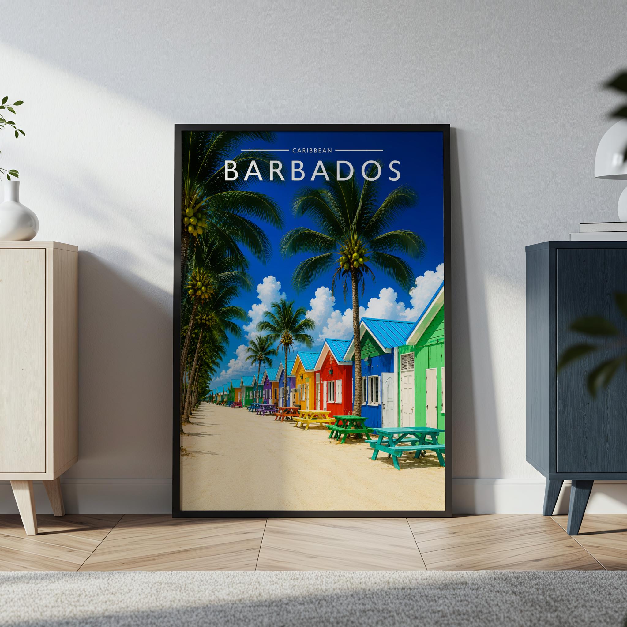 Barbados #5 Travel Poster in a black frame