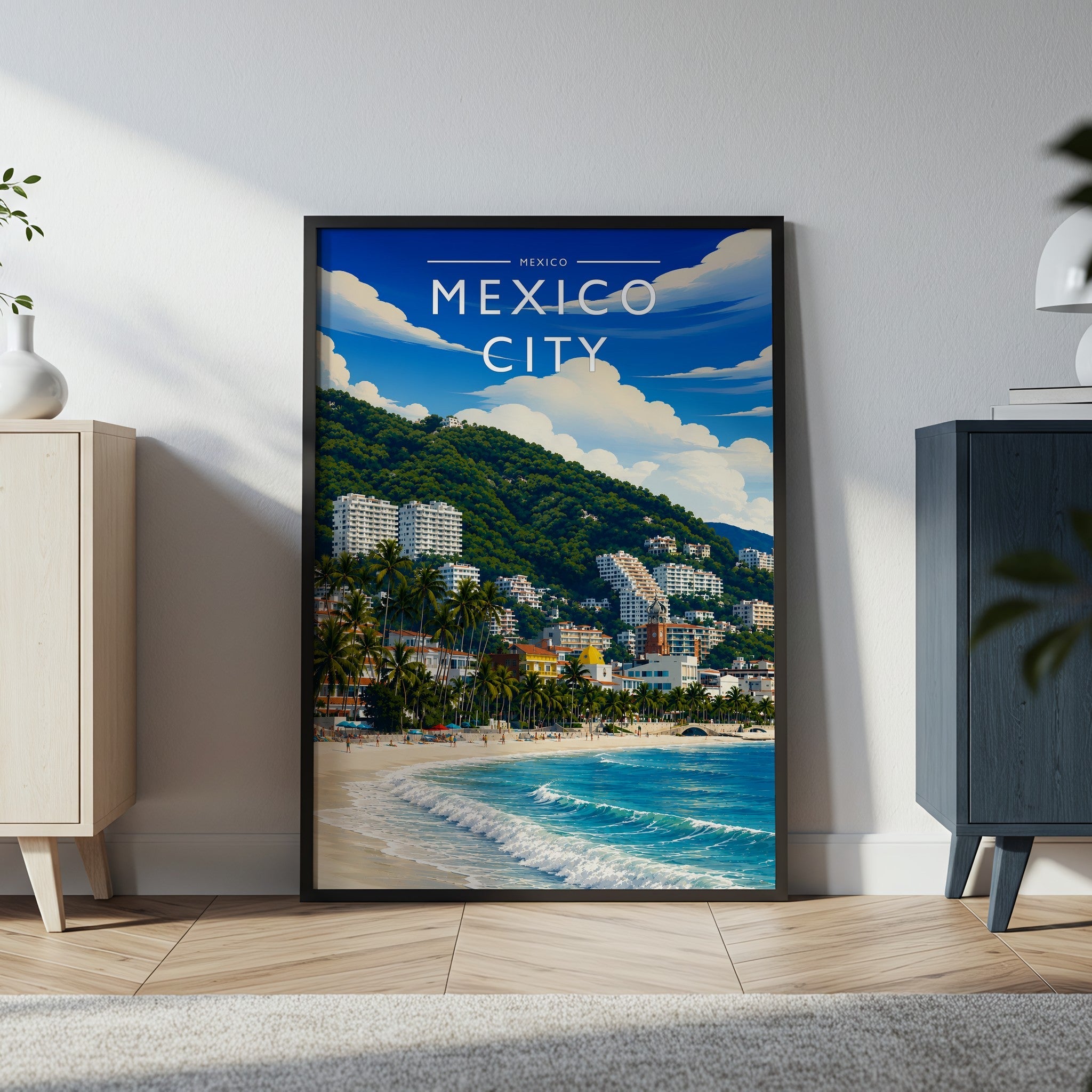 Mexico City #2 Travel Poster in a black frame