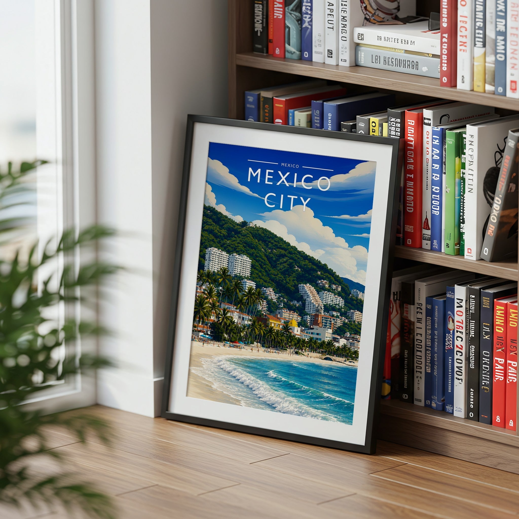 Mexico City #2 Travel Poster mounted in a black frame