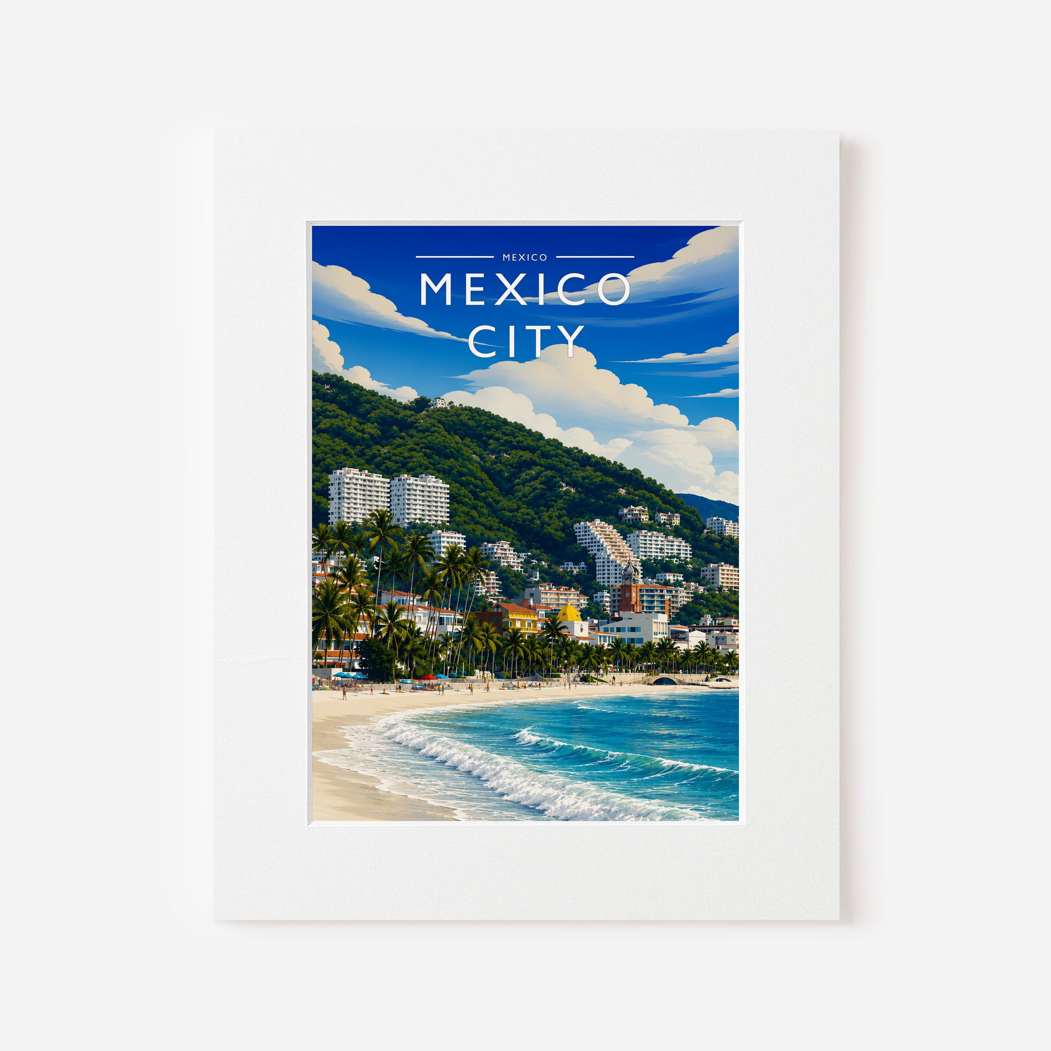 Mexico City #2 Travel Poster in a white mount