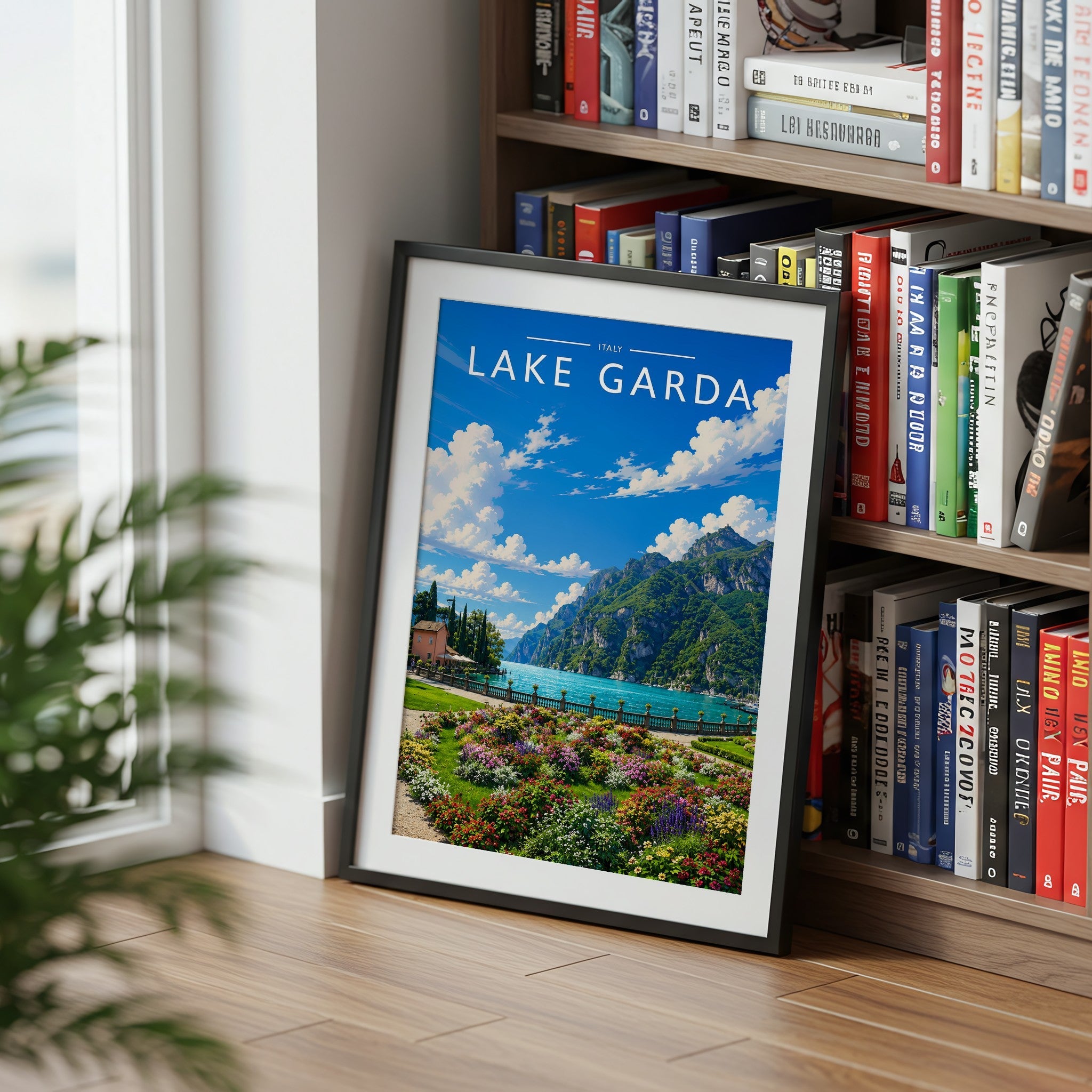 Lake Garda #4 Travel Poster mounted in a black frame