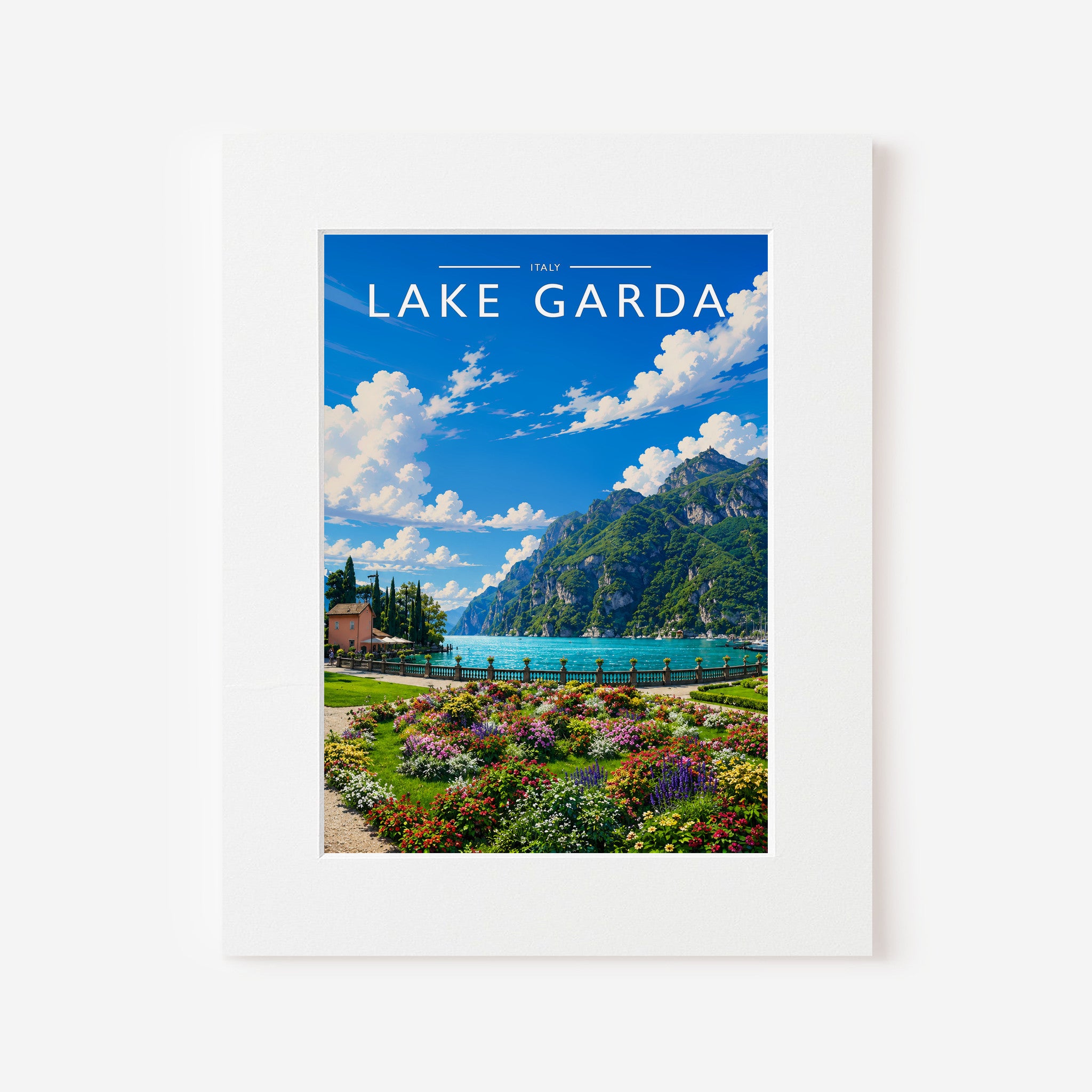 Lake Garda #4 Travel Poster in a white mount