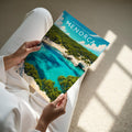 Menorca Travel Poster - A4 print held in hand