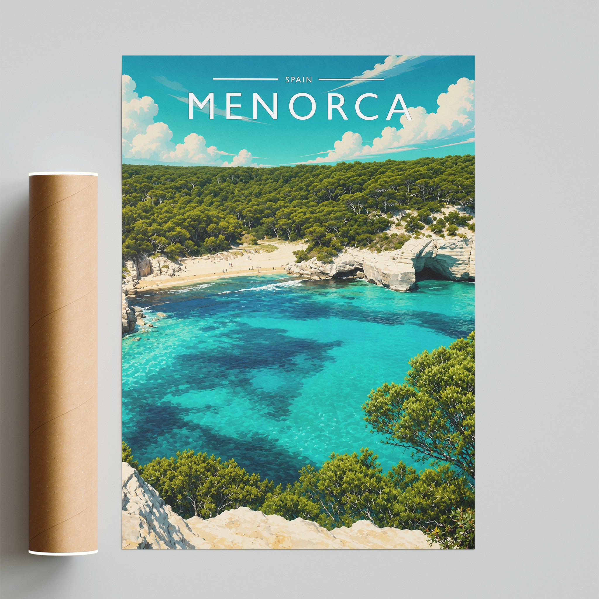 Menorca Travel Poster - fine art print with shipping tube