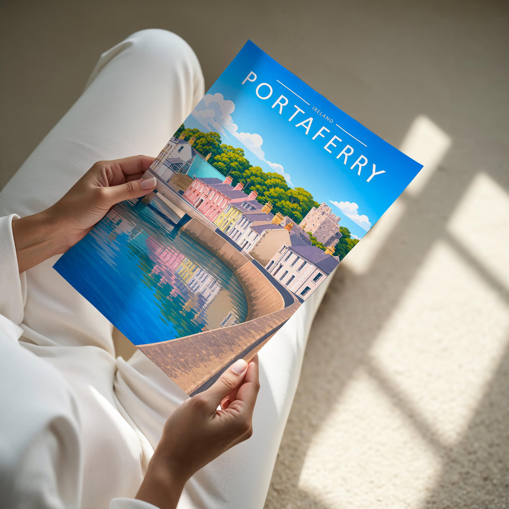 Portaferry #2 Travel Poster - A4 print held in hand