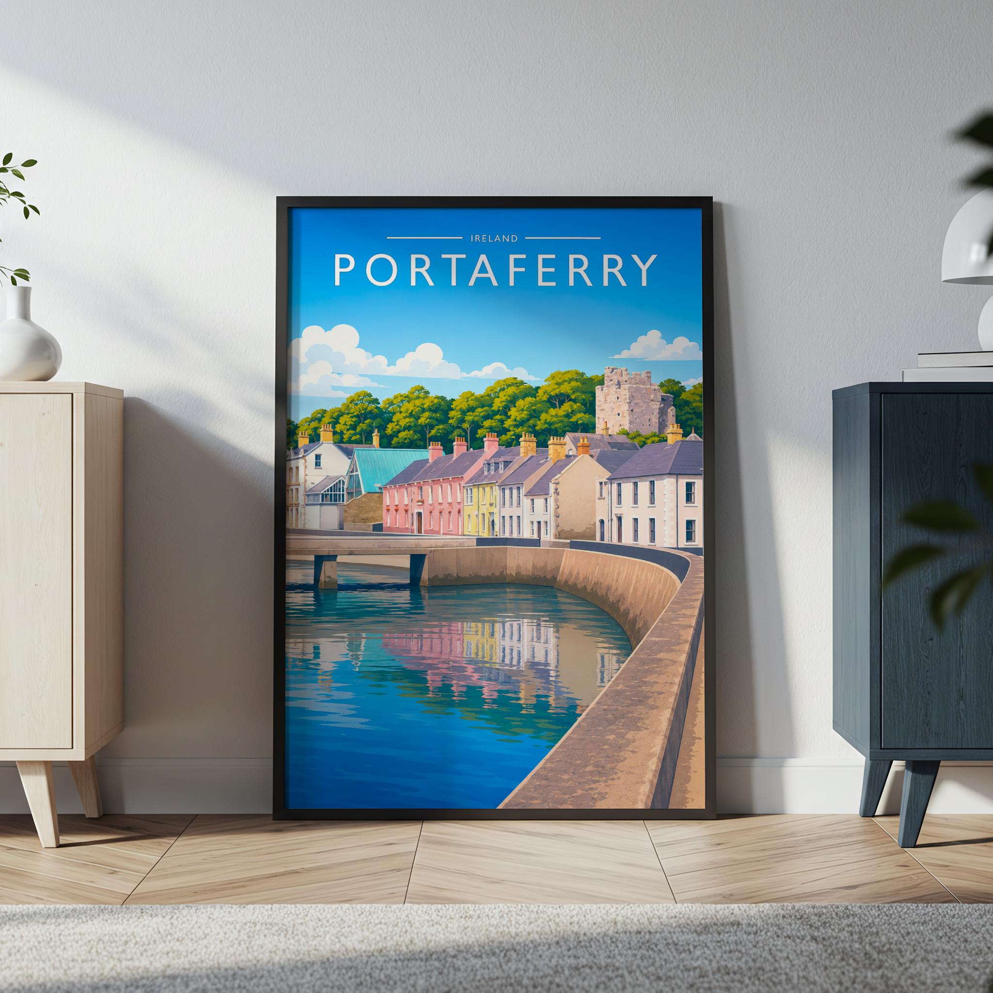 Portaferry #2 Travel Poster in a black frame